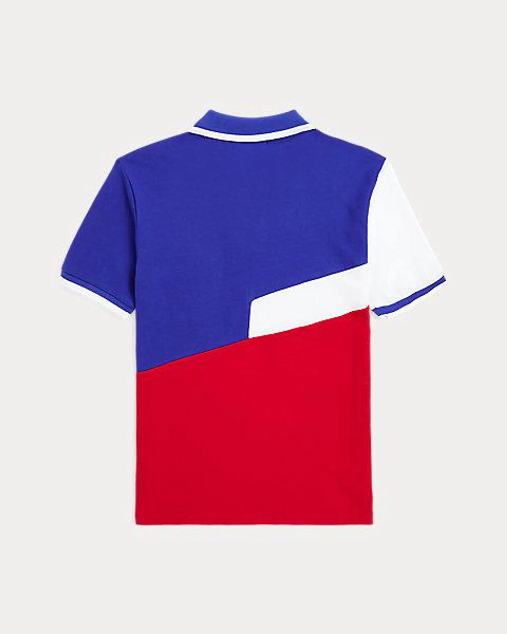 Color-Blocked Cotton Mesh Polo Shirt