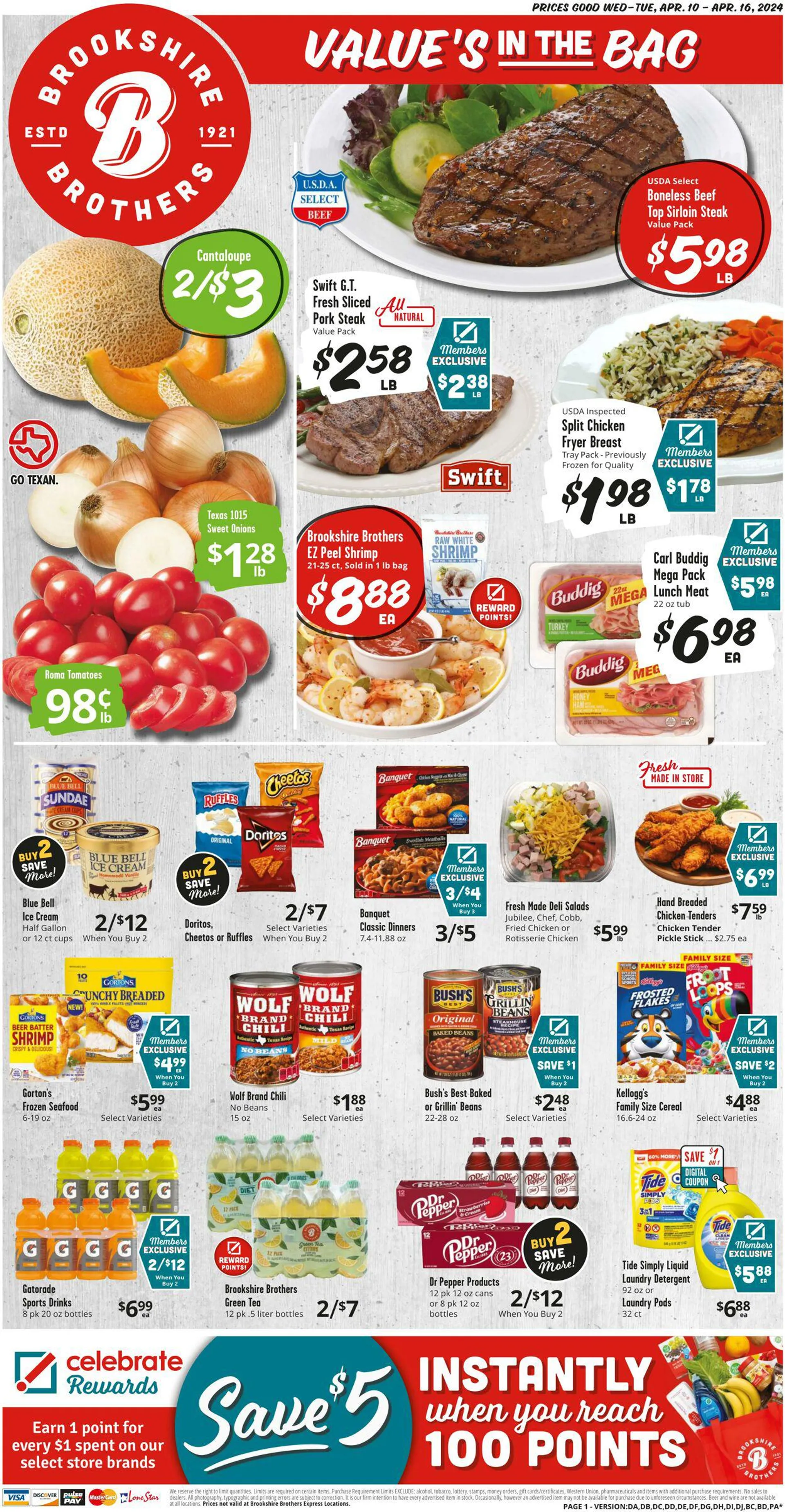 Weekly ad Brookshire Brothers Current weekly ad from April 9 to April 17 2024 - Page 1