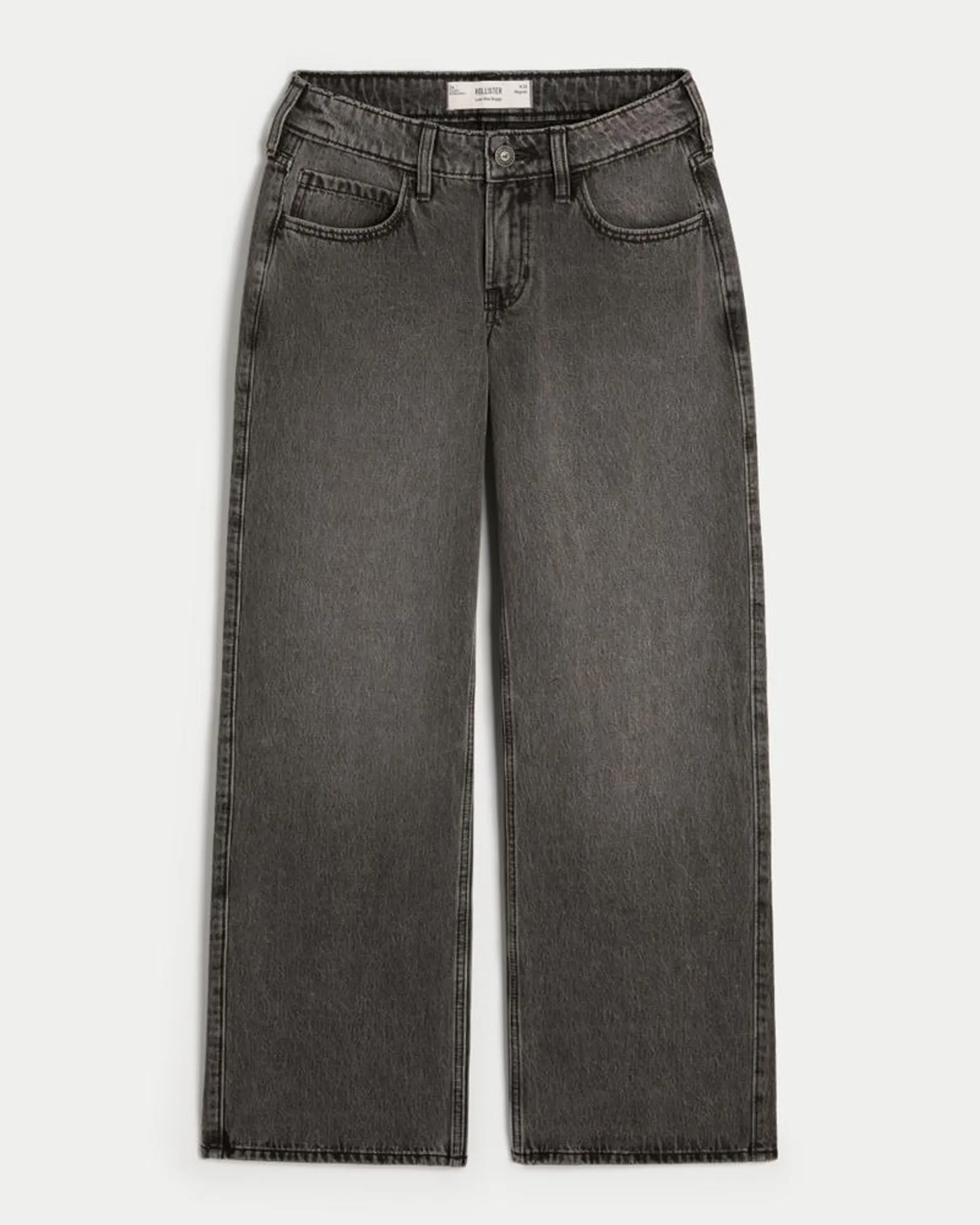 Low-Rise Washed Black Baggy Jeans