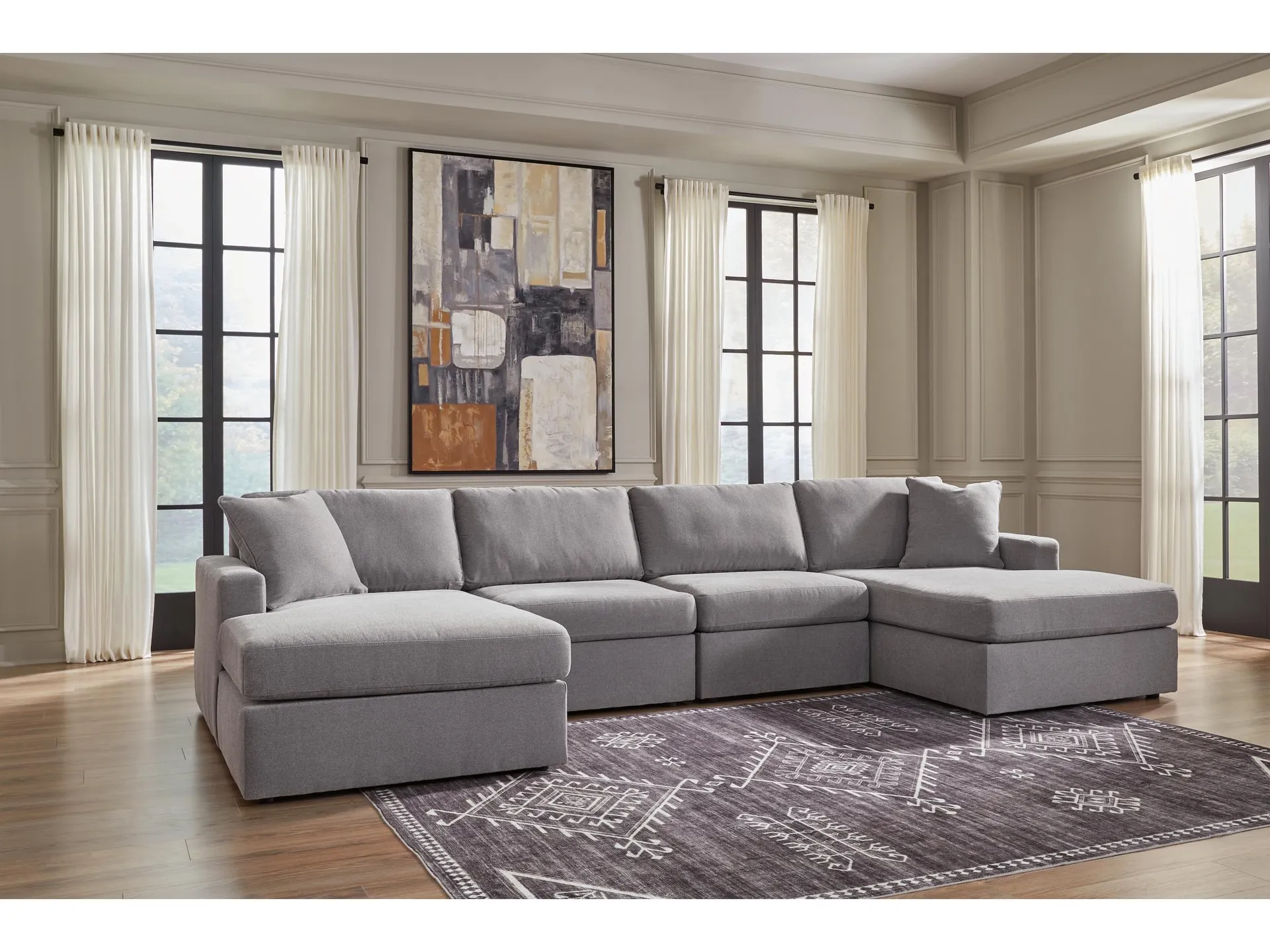 Modmax 4-Piece Modular Next-Gen Nuvella™ Performance Fabric Double Chaise Sectional