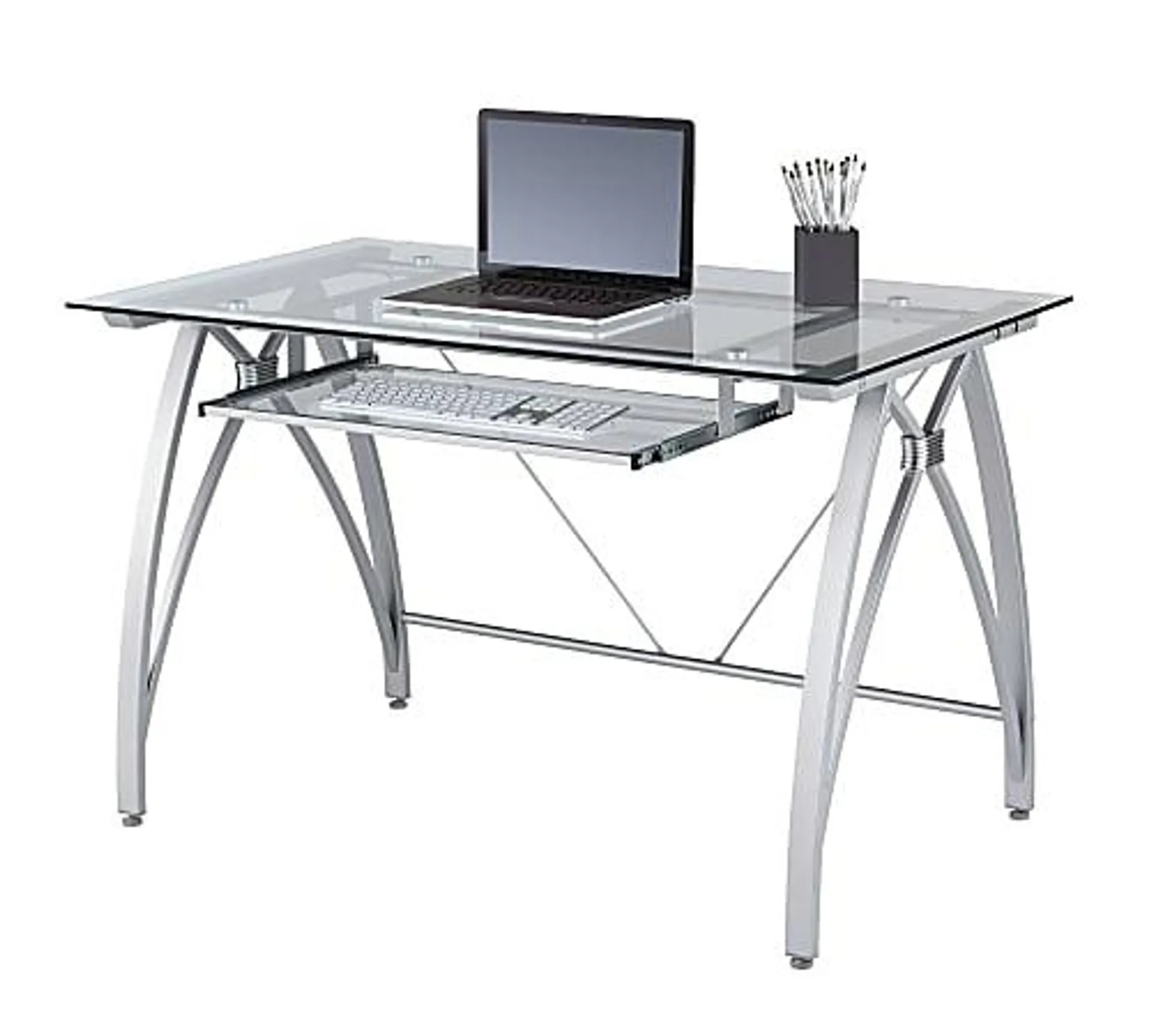 Realspace® Vista 48"W Glass Computer Desk, Silver