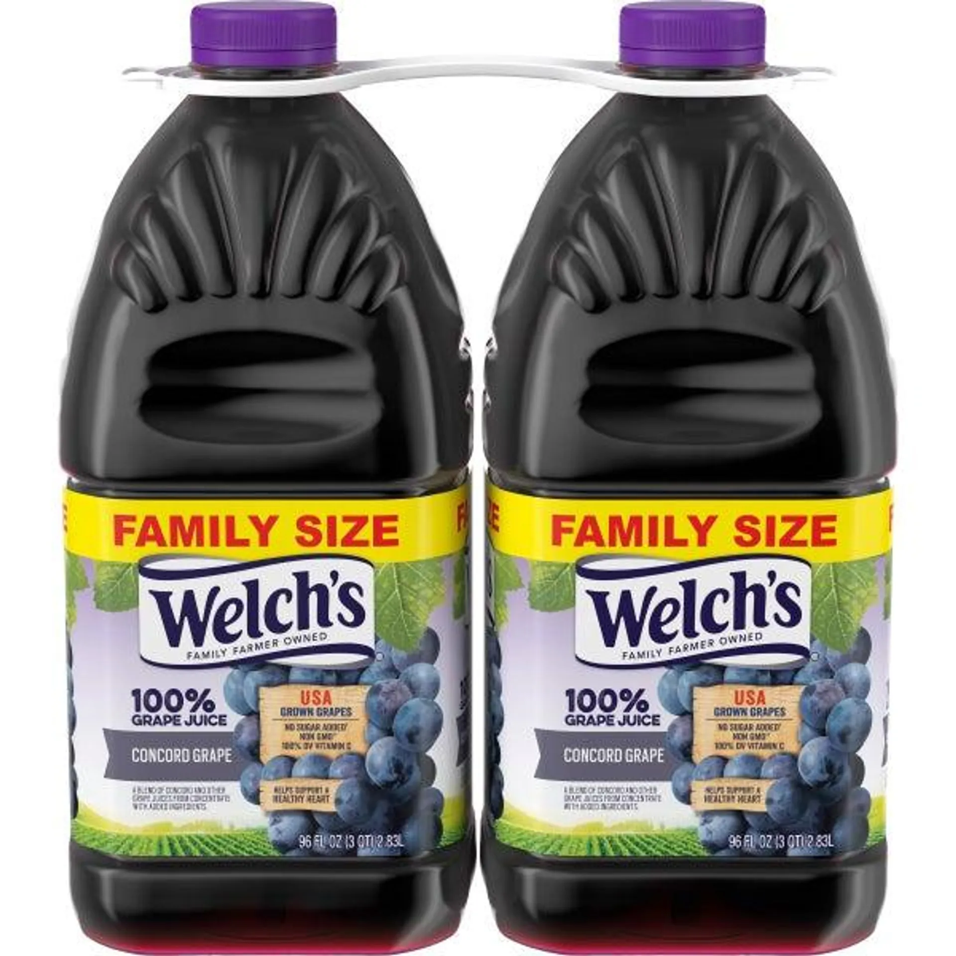 Welch’s, 100% Grape Juice Blend, Concord Grape, 96 fl oz, 2-Count