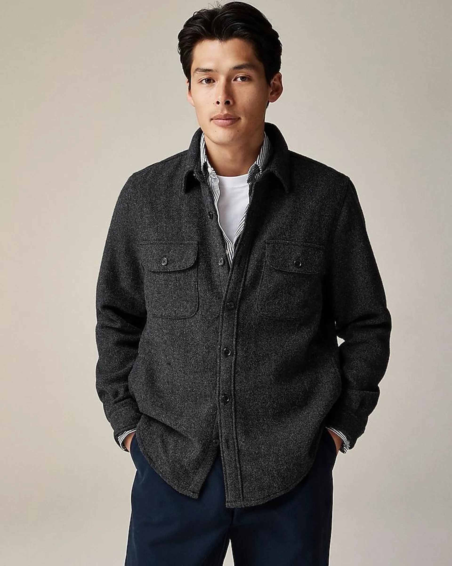 Brushed wool overshirt