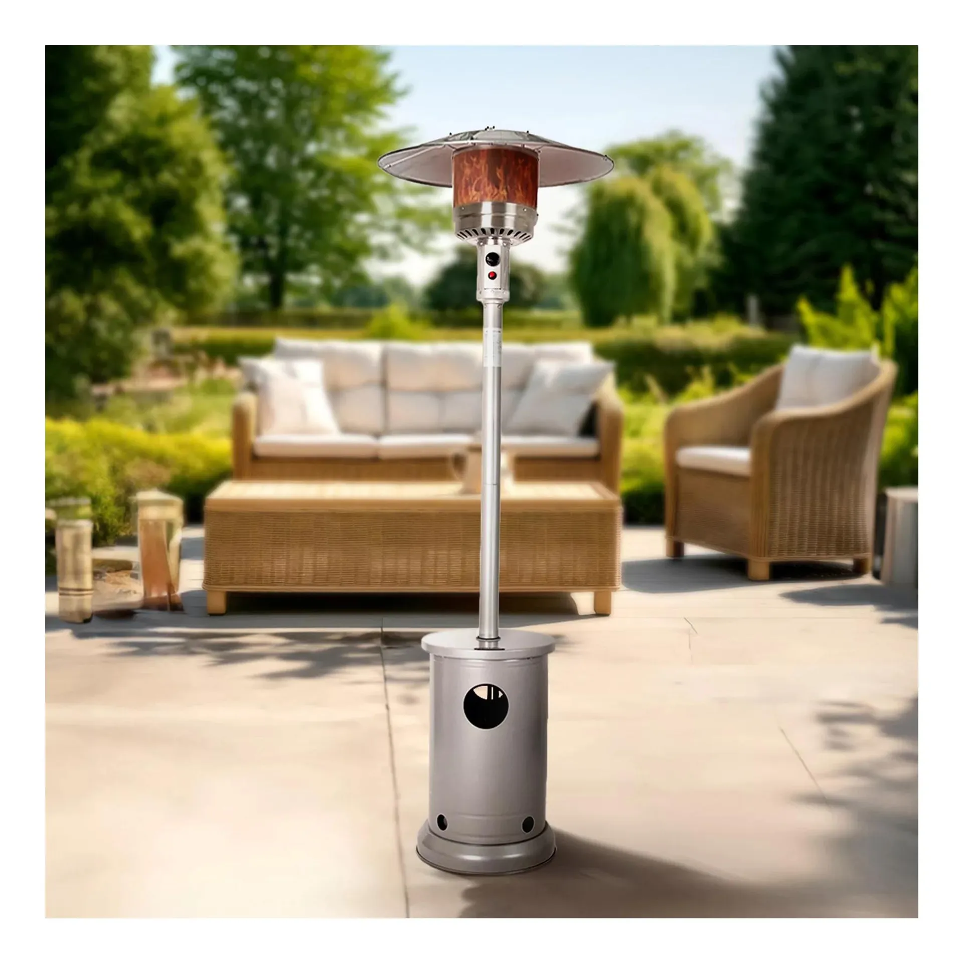 Fire Sense 48,000 BTU Propane Gas Patio Heater With Table and Protective Cover