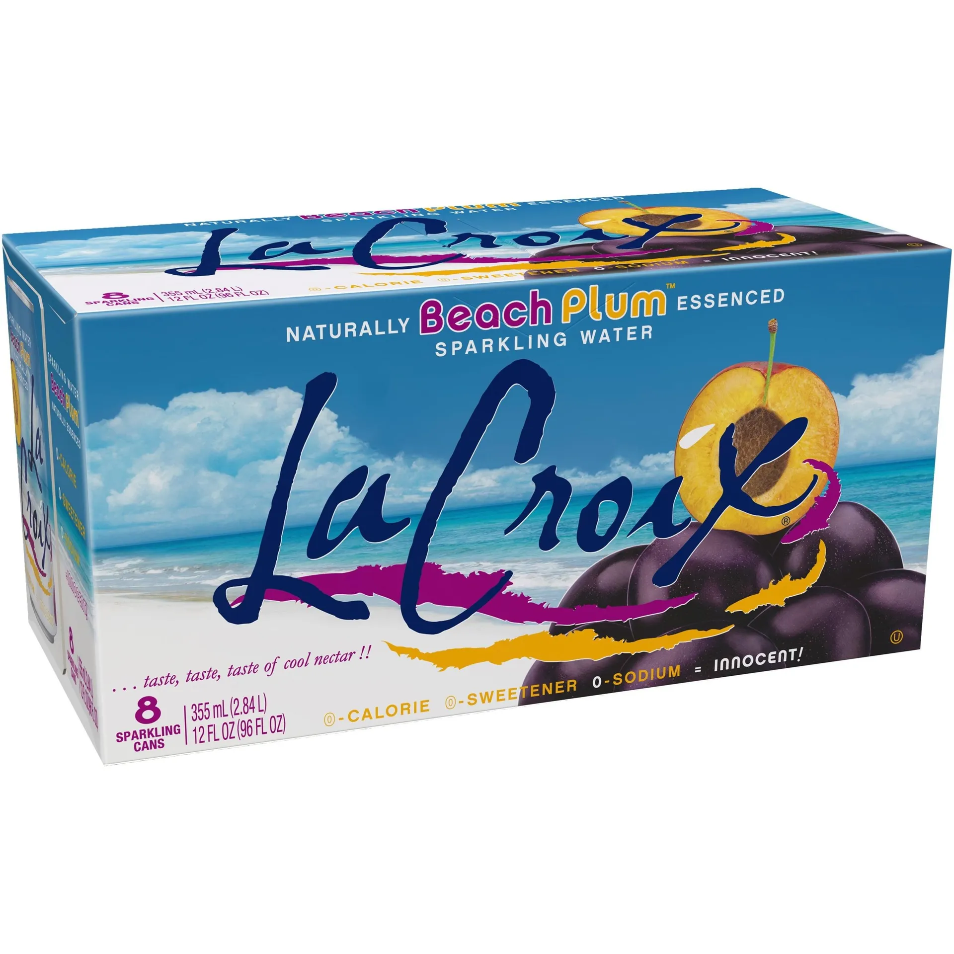 LaCroix Beach Plum Sparkling Water, 12 Fl Oz, 8 Count Cans