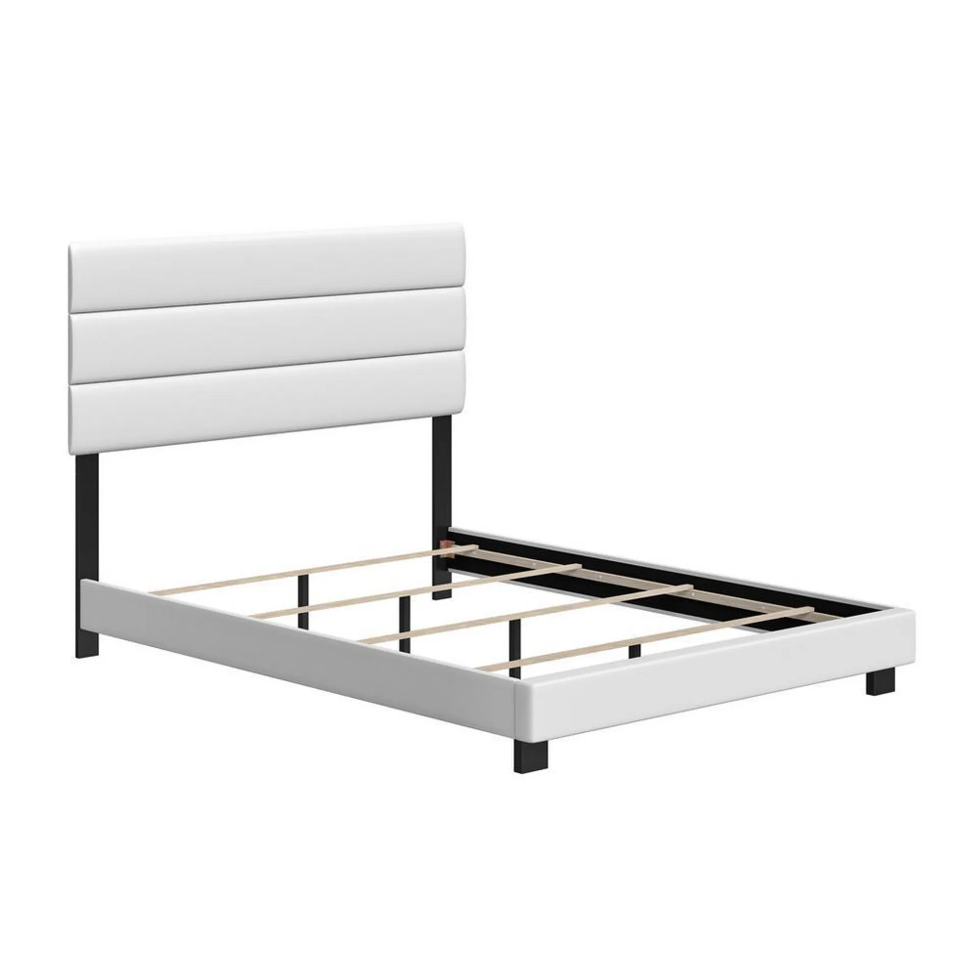 Nashville King White Faux Leather Bed