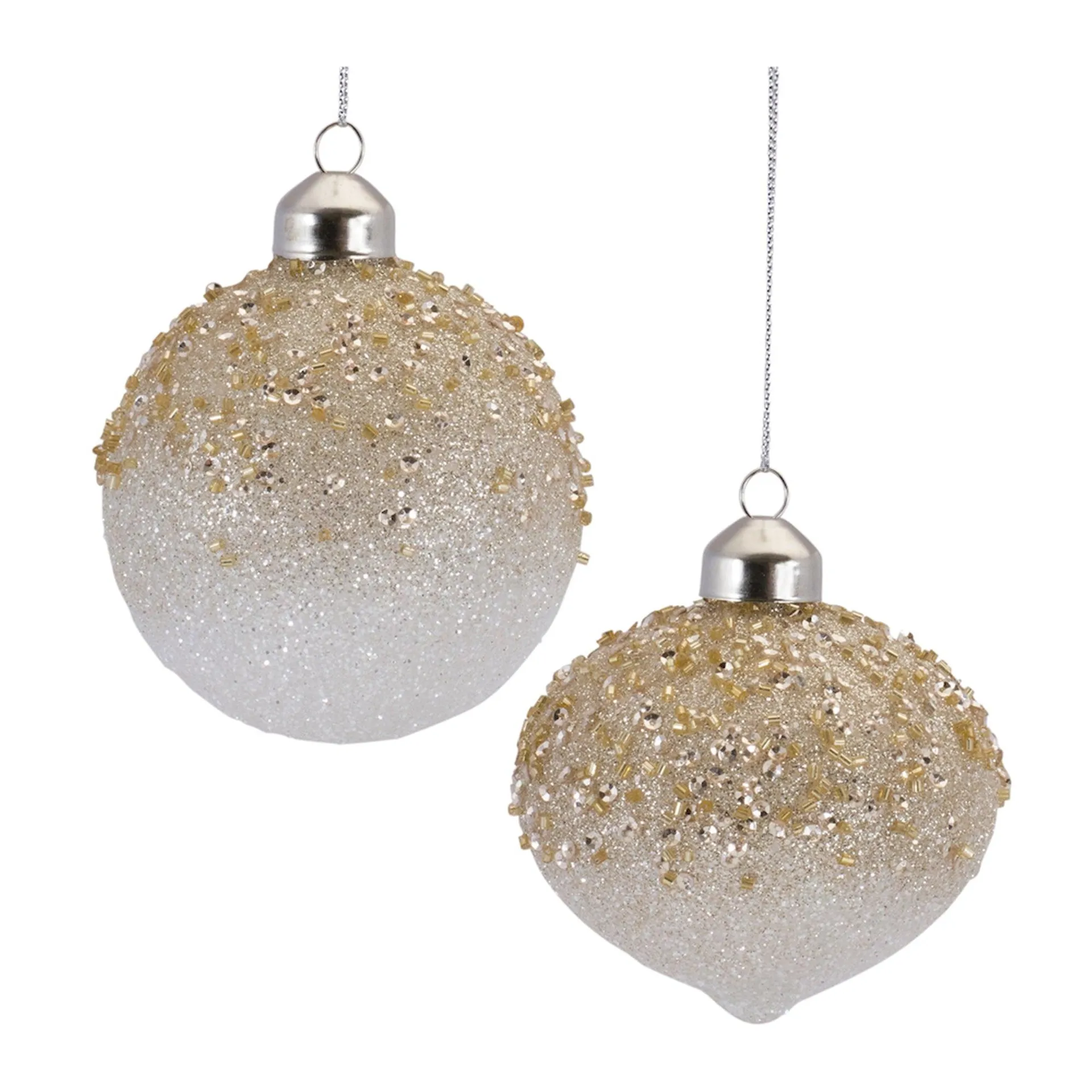 Beaded Ombre Glass Ornament, Set of 12