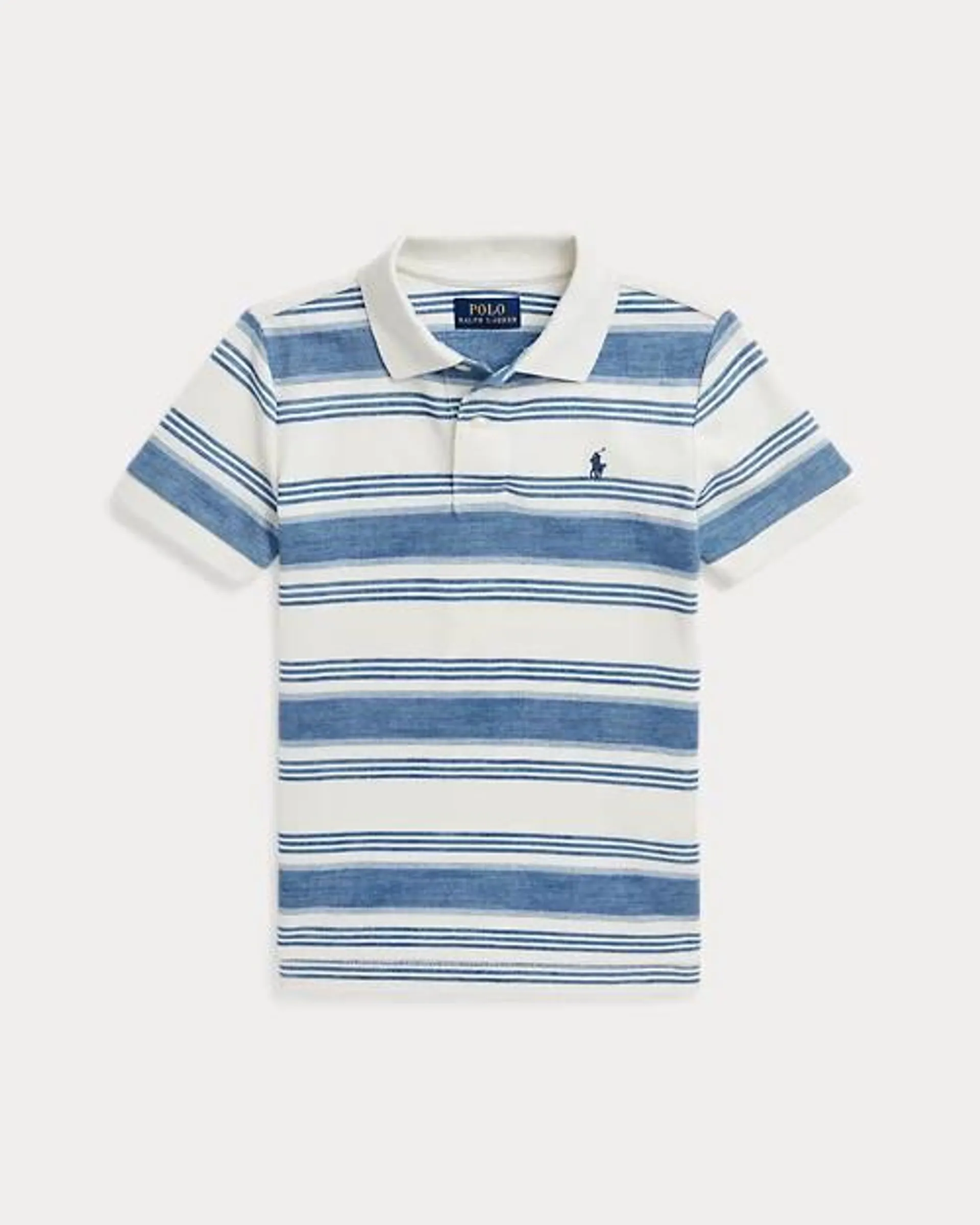 Striped Cotton Mesh Polo Shirt