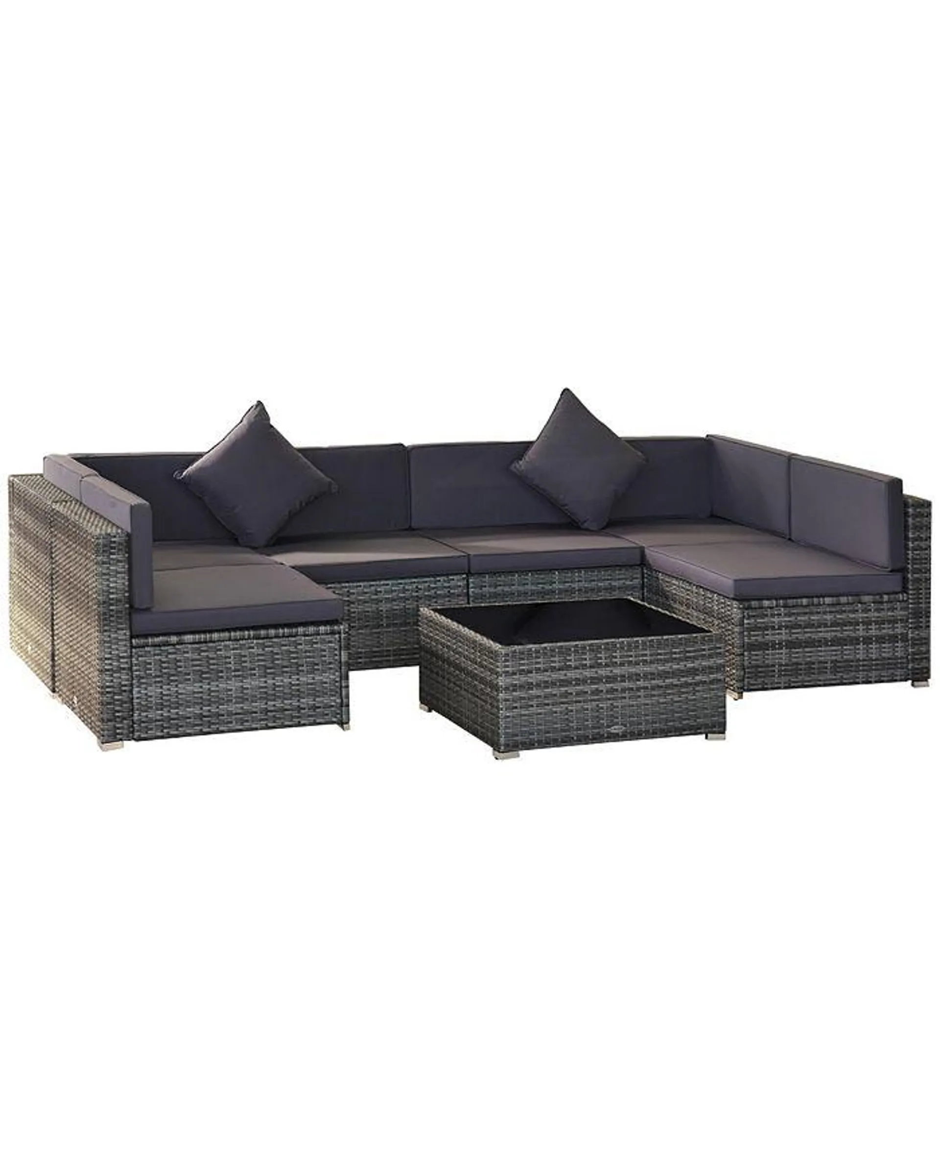 7PC Rattan Wicker Sofa Set Sectional Couch Cushioned Furniture Patio OutdoorGray