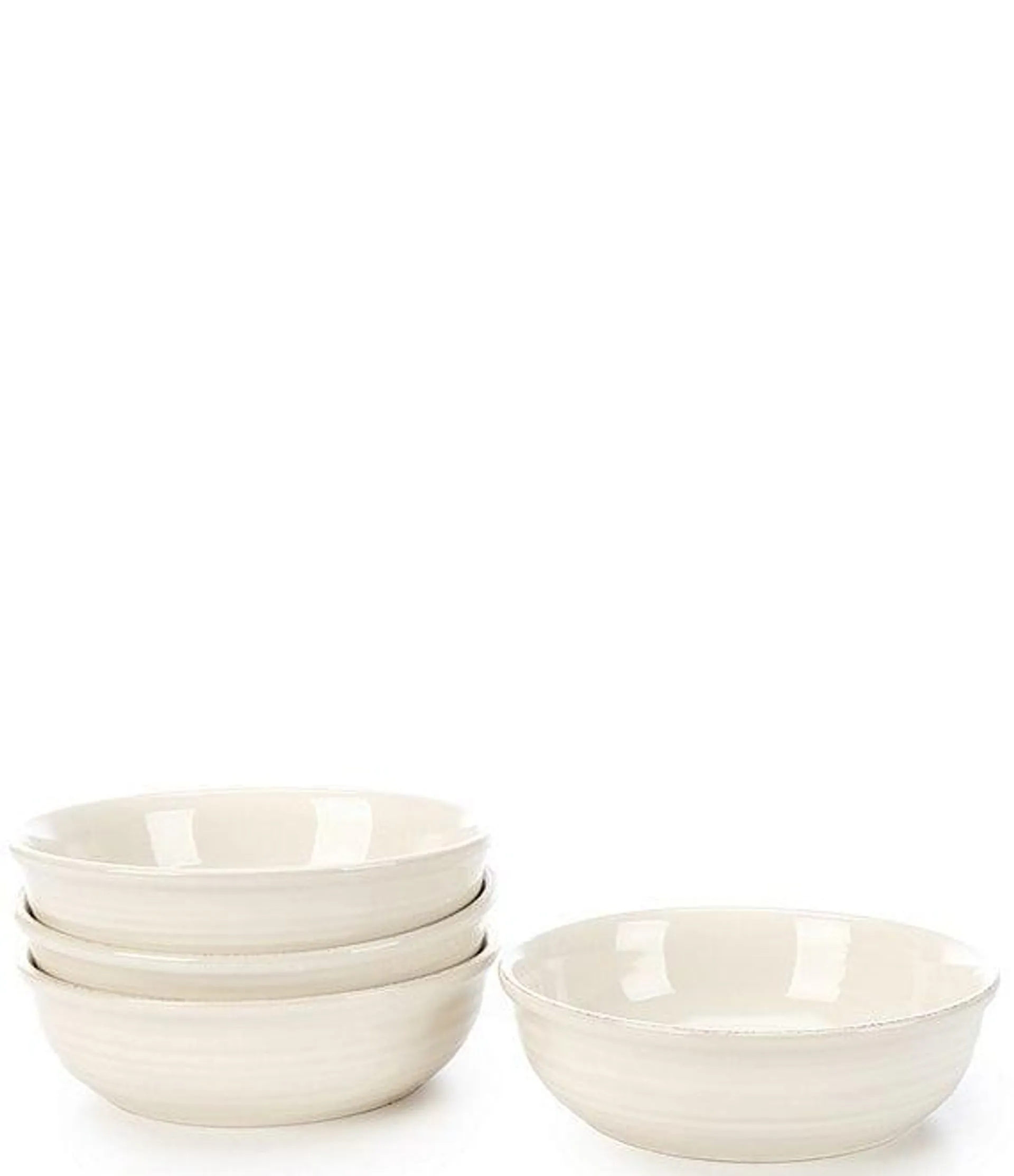 Piper Collection Country White Glazed Pasta Bowls, Set of 4