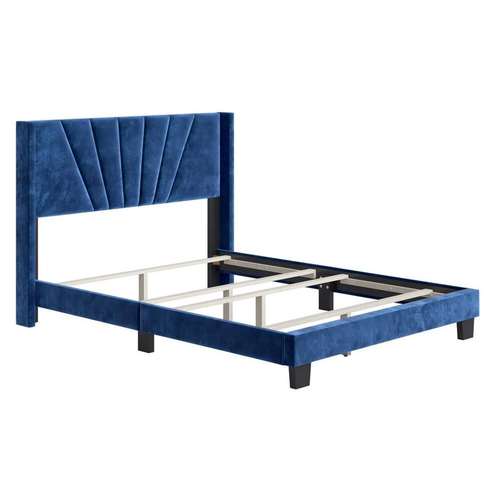 Valley Queen Ocean Blue Velvet Fabrc Bed