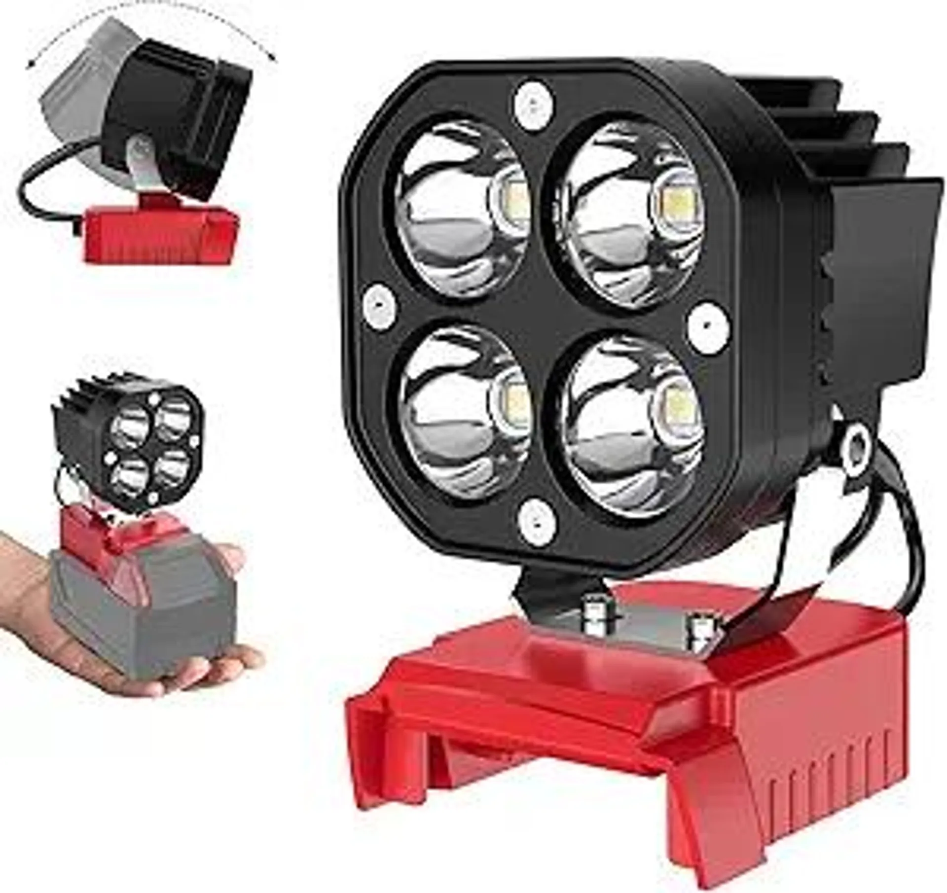 LED Work Light for Milwaukee M18 18V Battery, 40W 6000LM Flashlight, LED Flood Light, 18V Battery Cordless Work Light 120°Adjustable with Low Voltage Protection for Outdoors and Job Site Lighting