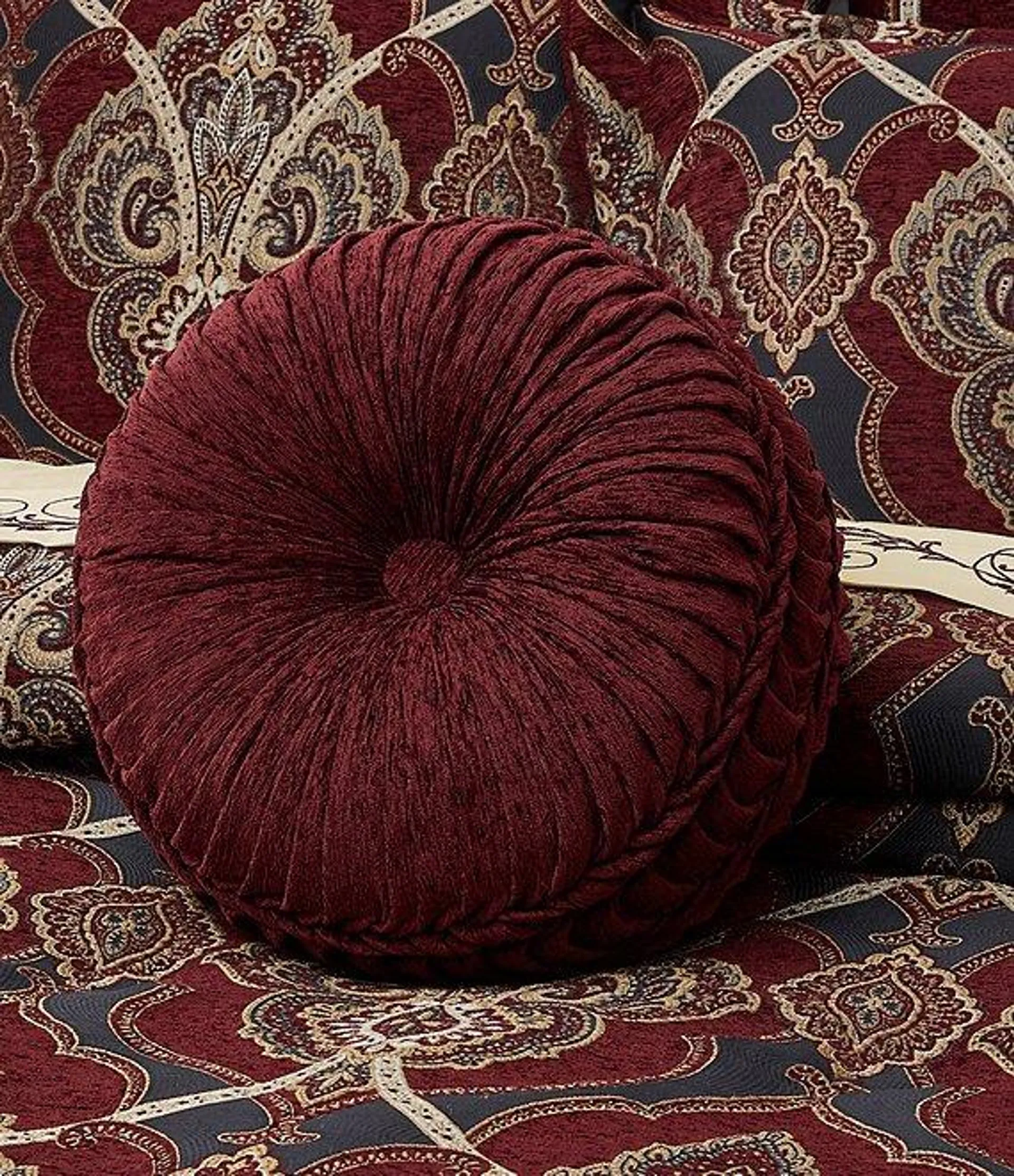 Sovana Button-Tufted Chenille Round Pillow