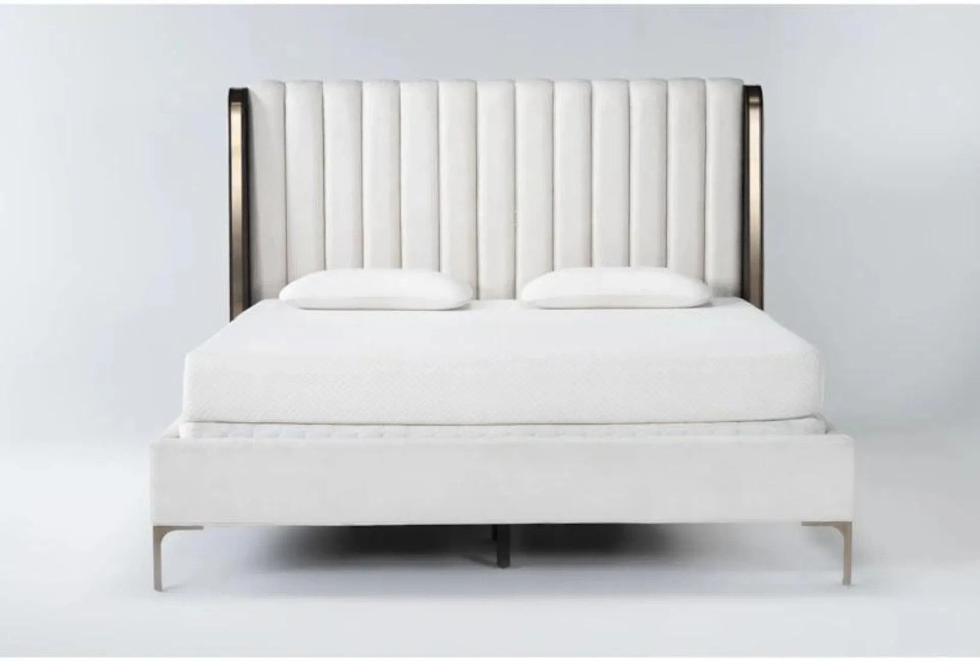 Palladium White Queen Shelter Upholstered Bed