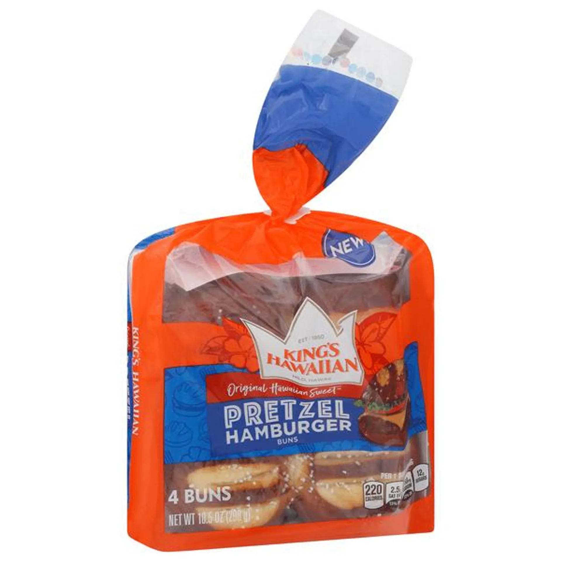 King Hawaiian Pretzel Hamburger Buns 4Ct