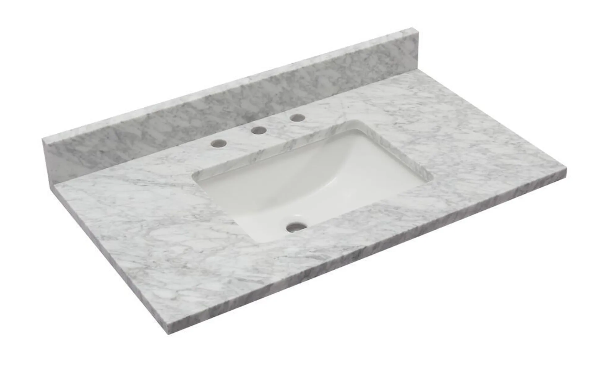 Tuscany® 37"W x 22"D Carrara Marble Vanity Top with Wave Rectangular Undermount Bowl