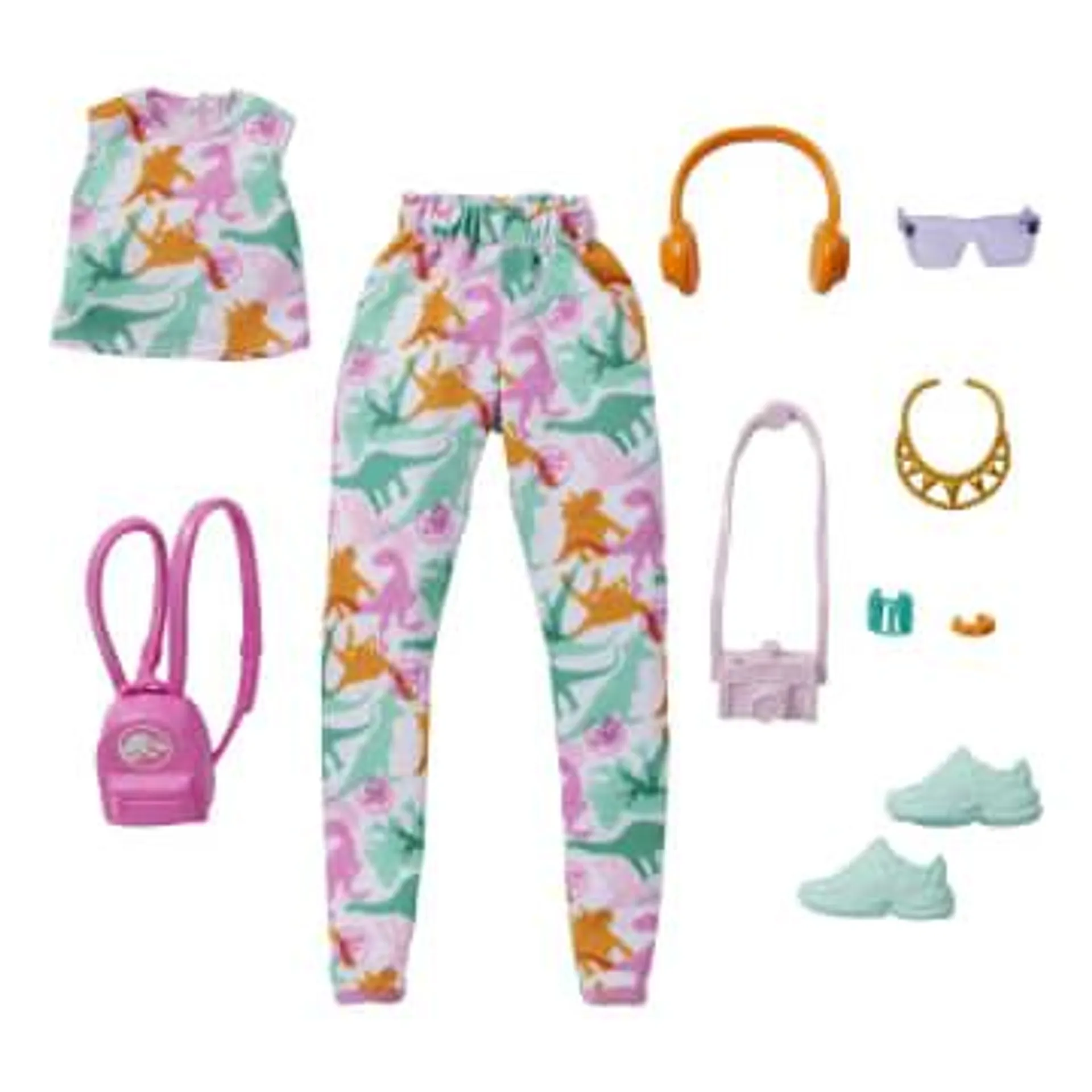 Barbie Clothing & Accessories Inspired By Jurassic World With 10 Outfit & Storytelling Pieces For Barbie Dolls