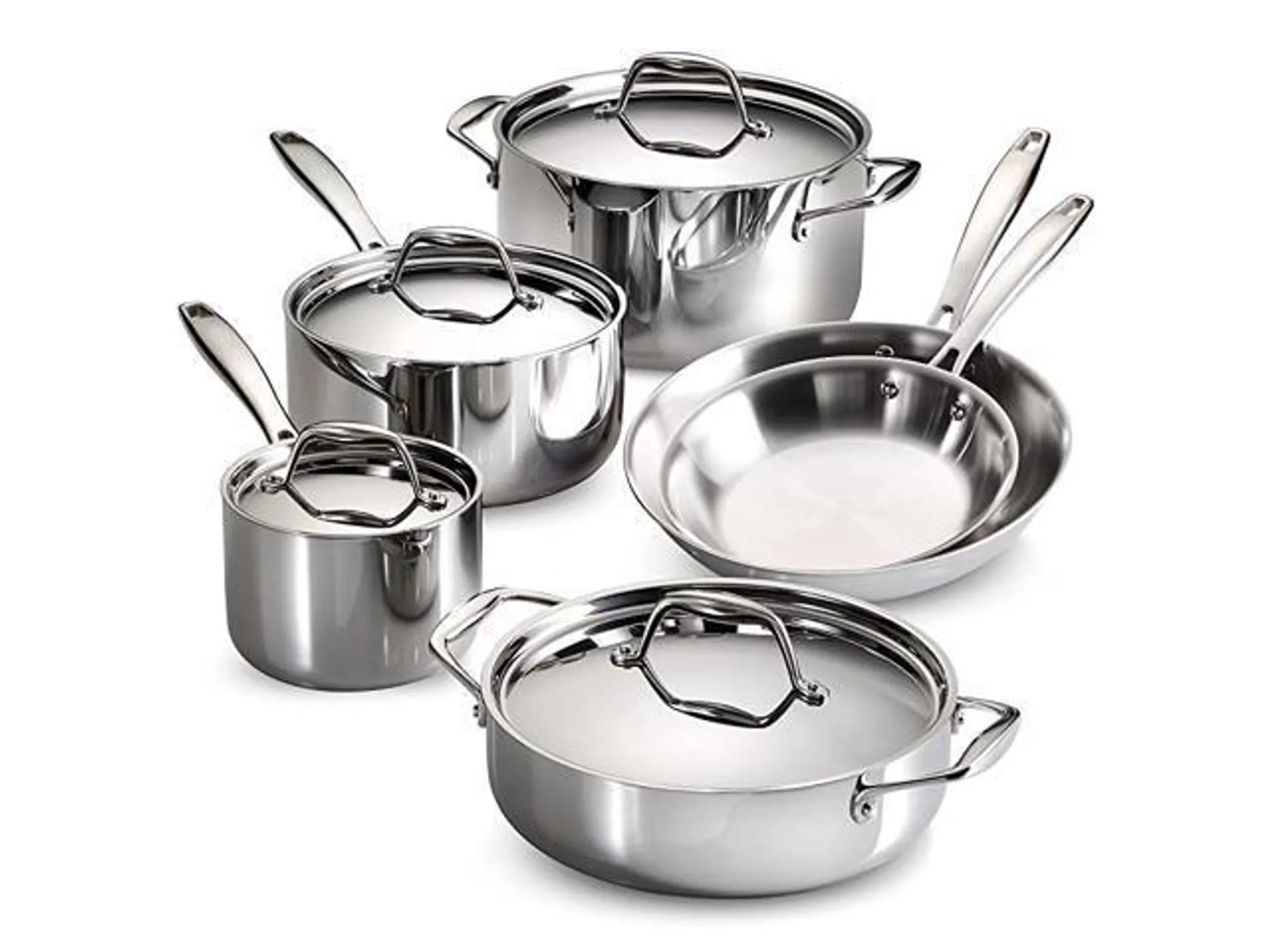 80116/248DS Gourmet Stainless Steel Induction-Ready Tri-Ply Clad 10-Piece Cookware Set, NSF-Certified, Made in Brazil