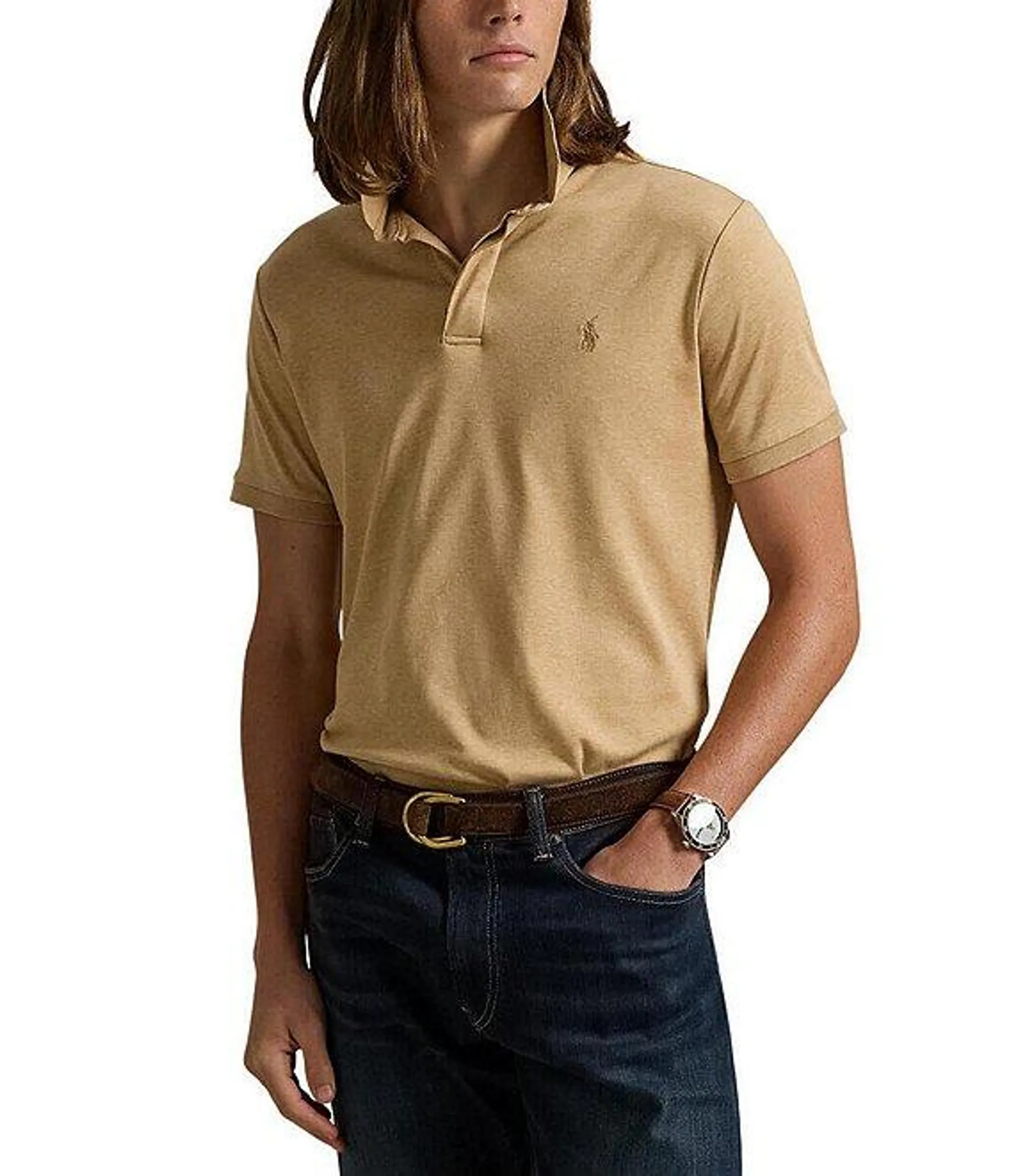 Classic Fit Hidden Placket Short Sleeve Polo Shirt