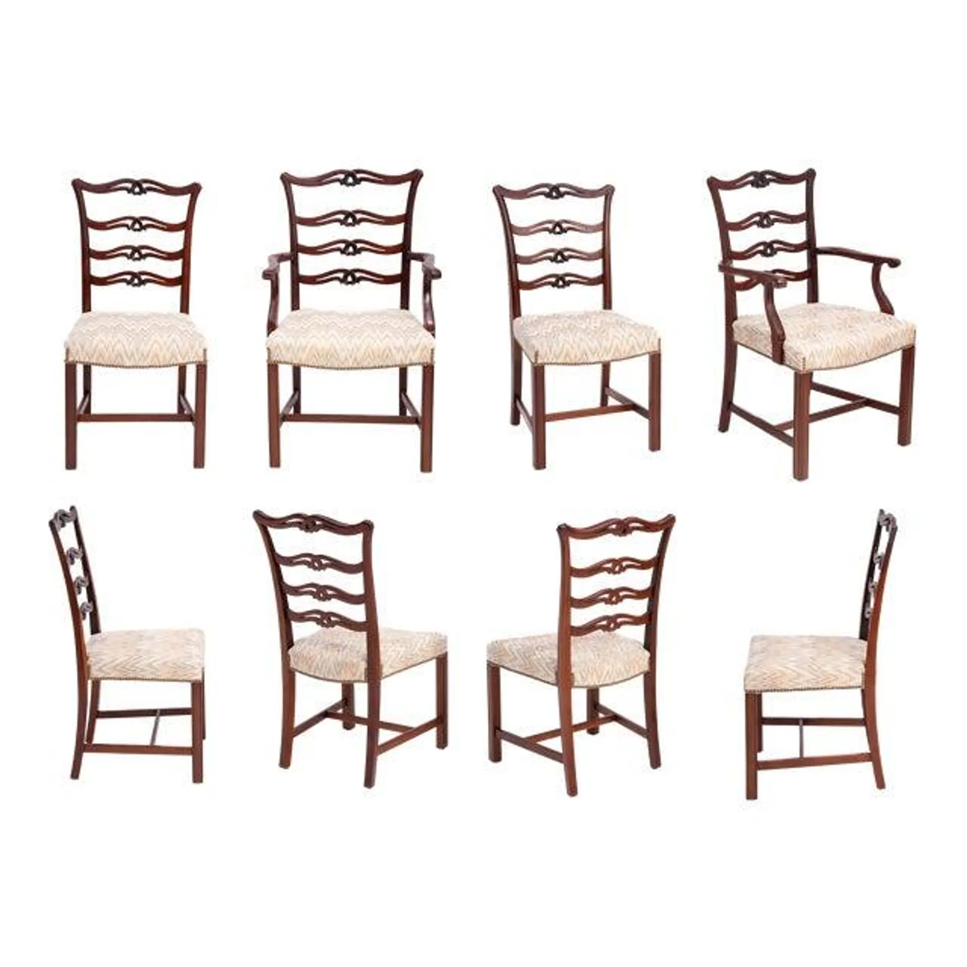 Carved Ribbon Back Chippendale Dining Chairs Charak Furniture Company Boston 1947 - a Set of Six