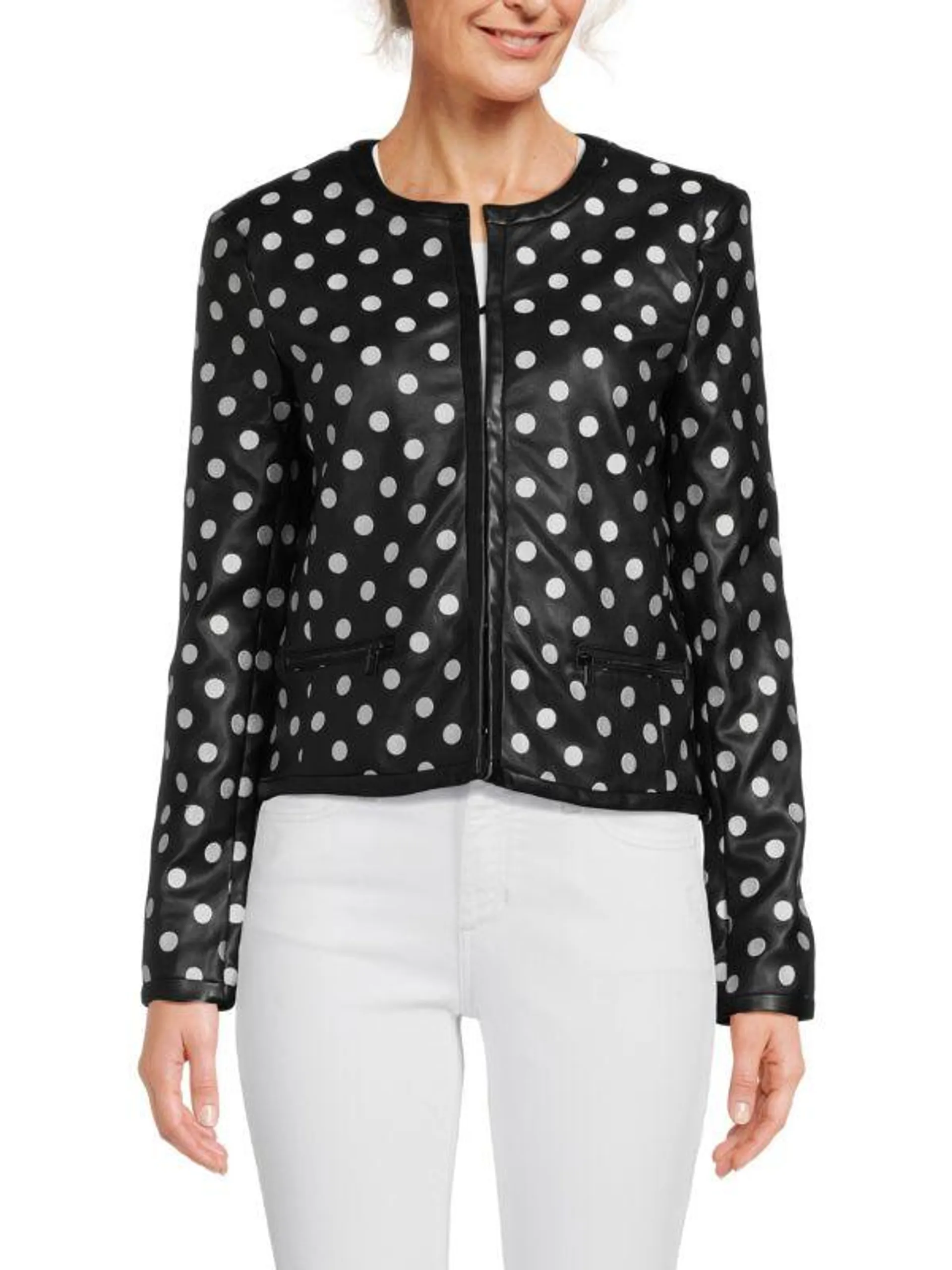 Faux Leather Polka Dot Jacket