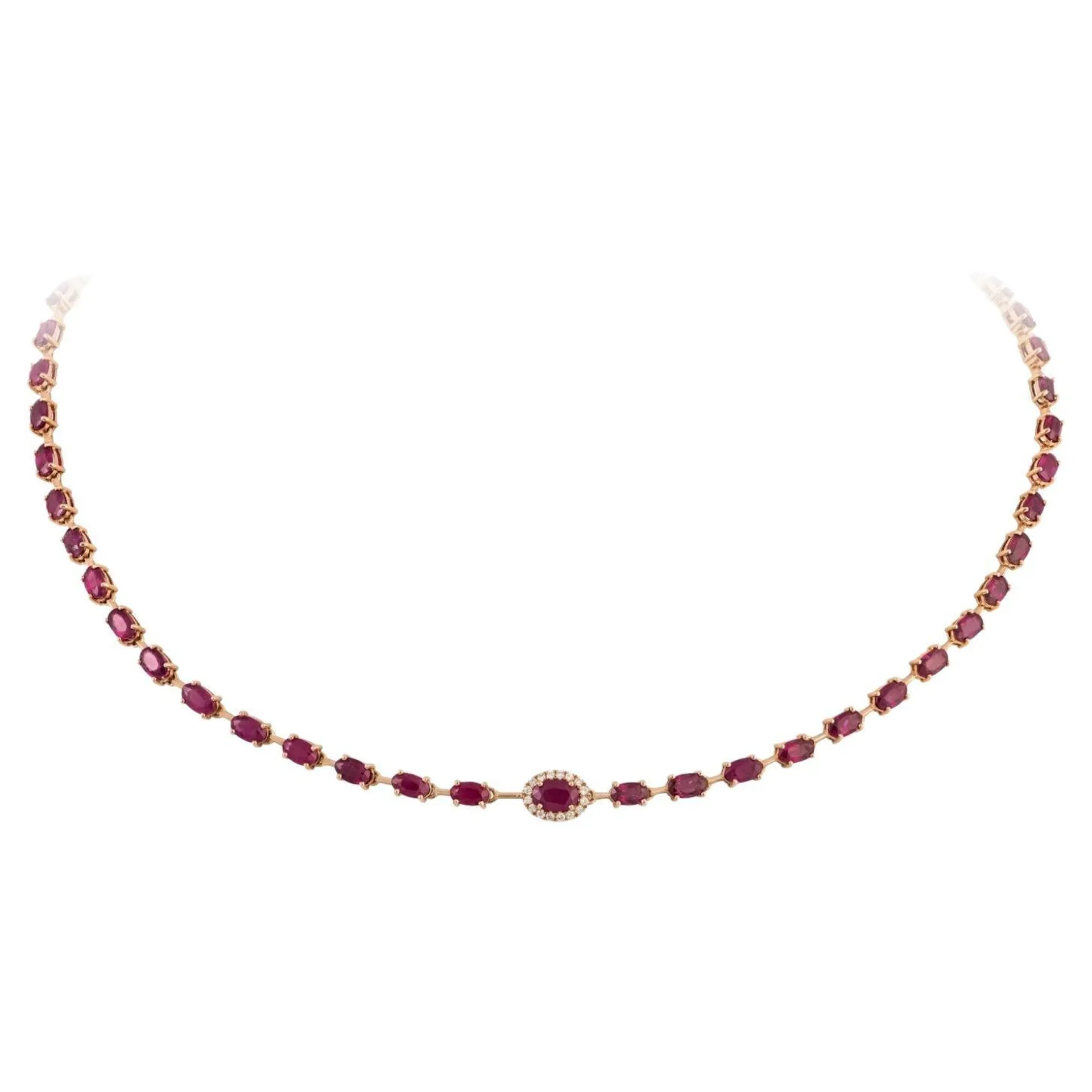 NWT $15, 000 18KT Fancy Large Glittering Fancy Red Ruby Diamond Necklace