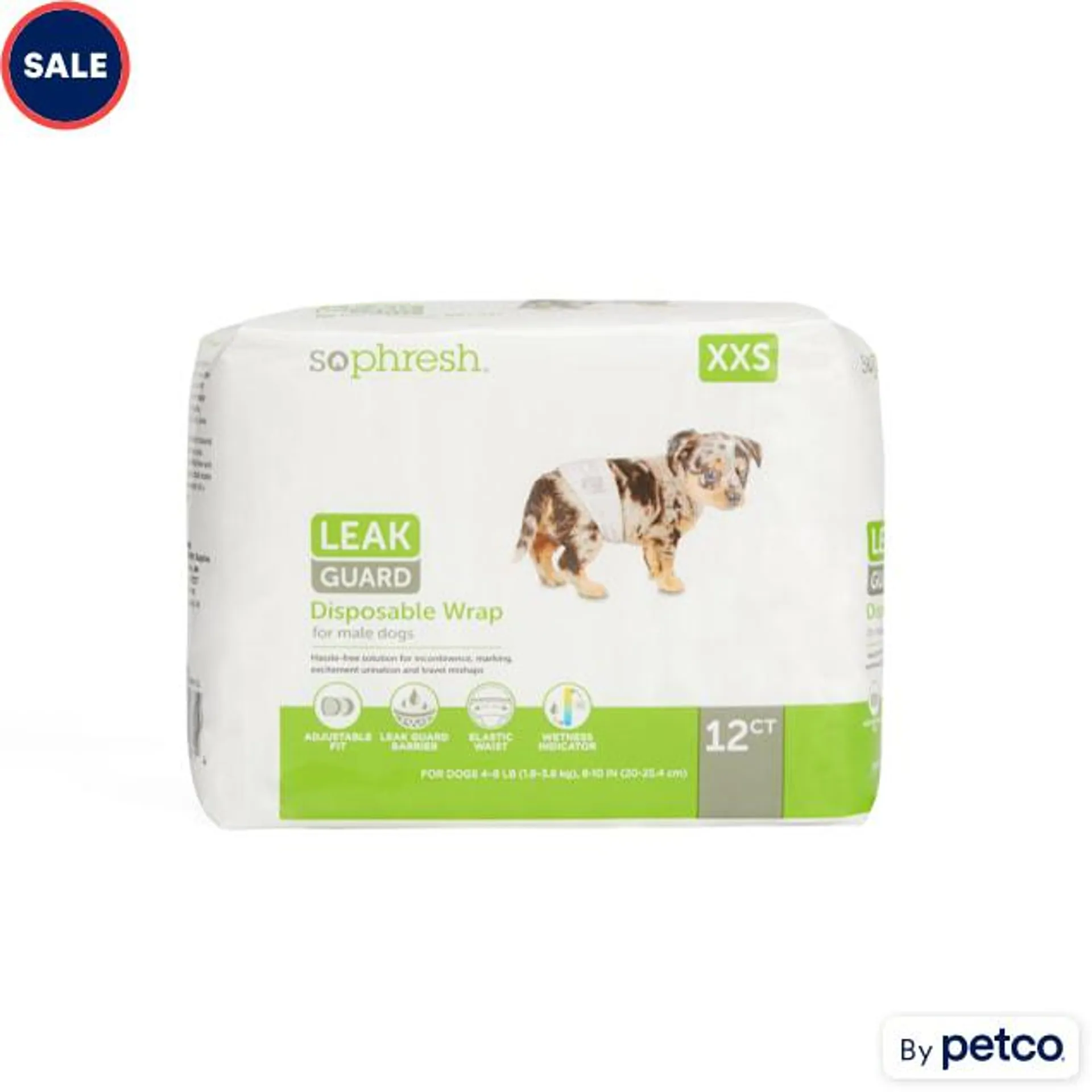 So Phresh Leak Guard Disposable Wrap For Male Dogs, XX-Small, Count of 12