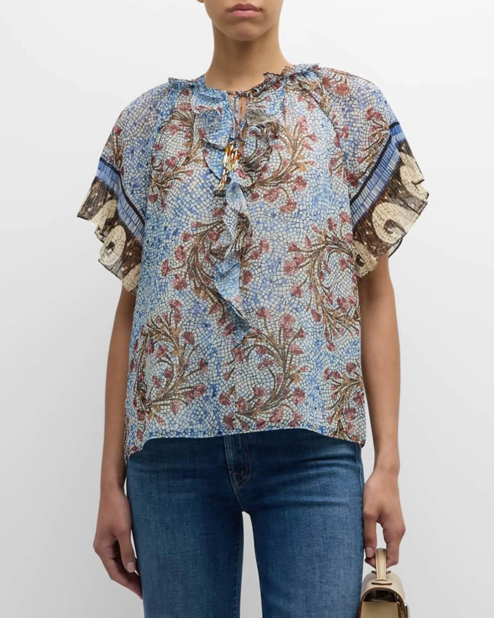 Deirdre Ruffle Floral-Print Blouse