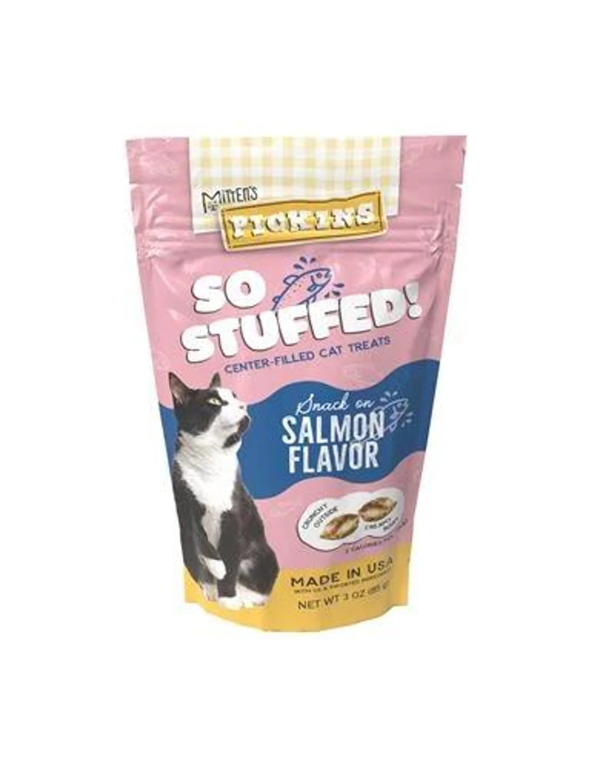 Mitten's Pickins So Stuffed! Snack On Salmon Flavor Center-Filled Cat Treats, 3 Ounces