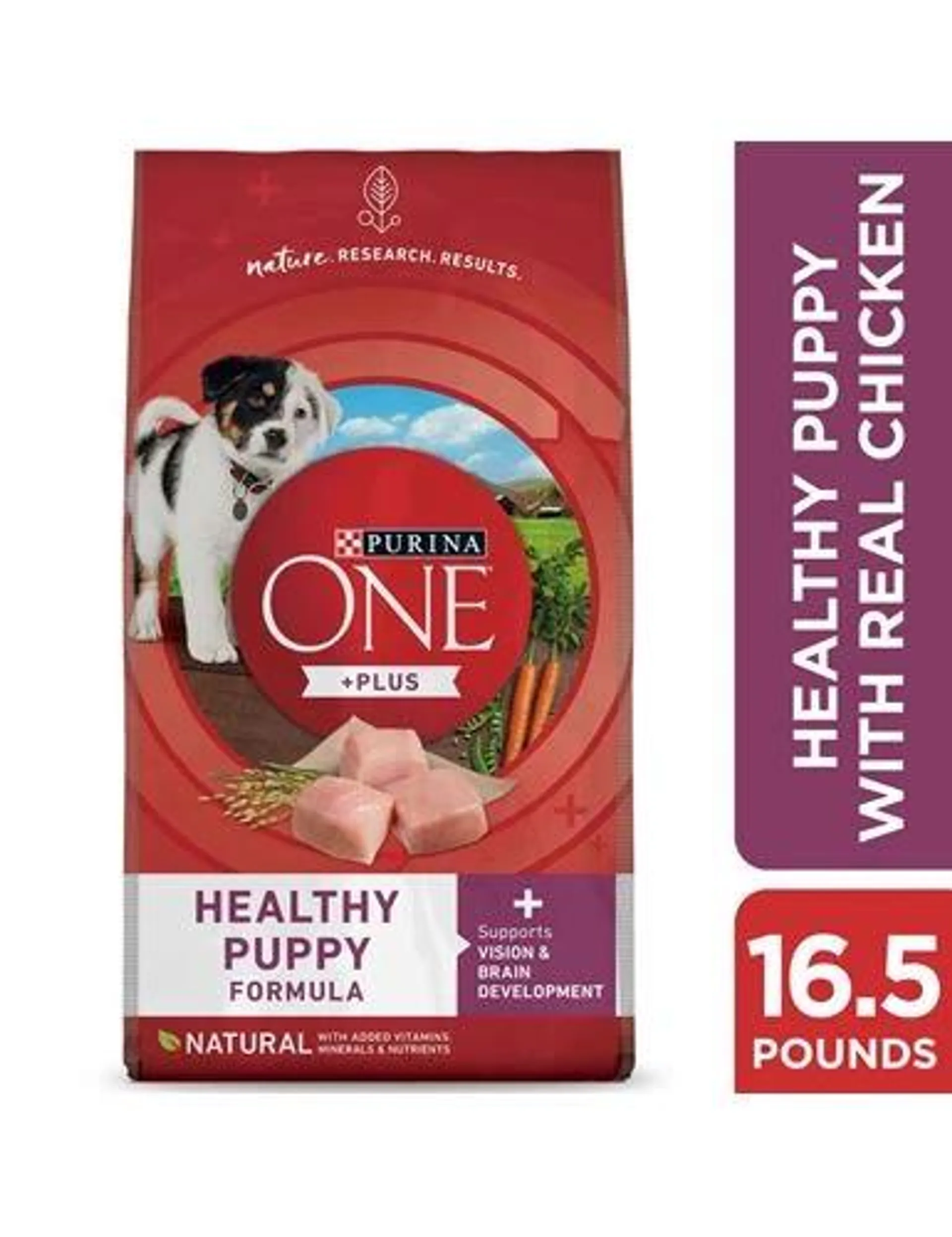 Purina ONE Natural, High Protein Dry Puppy Food, +Plus Healthy Puppy Formula - 16.5 Pound Bag