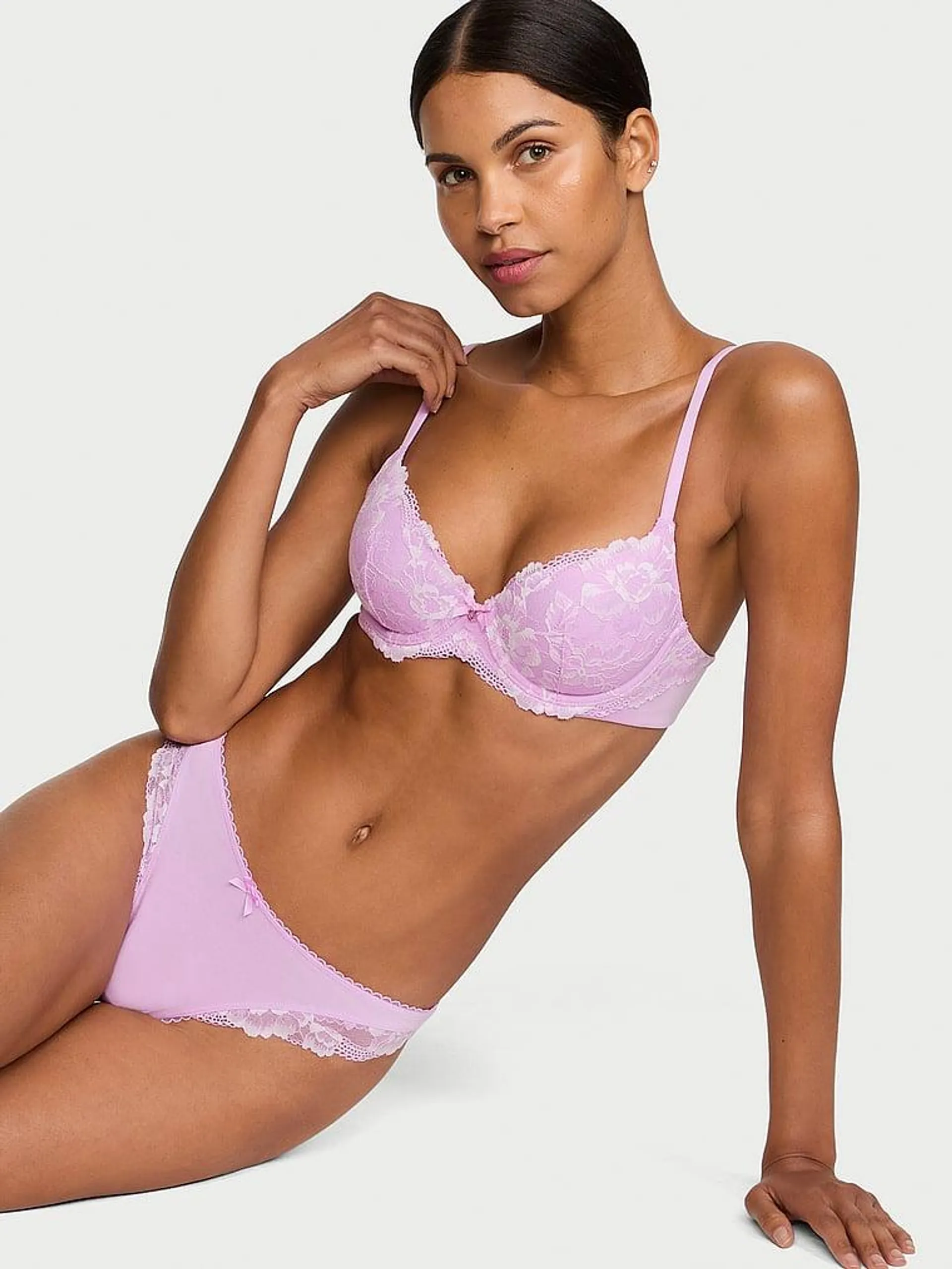 Lightly Lined Lace-Cup Demi Bra