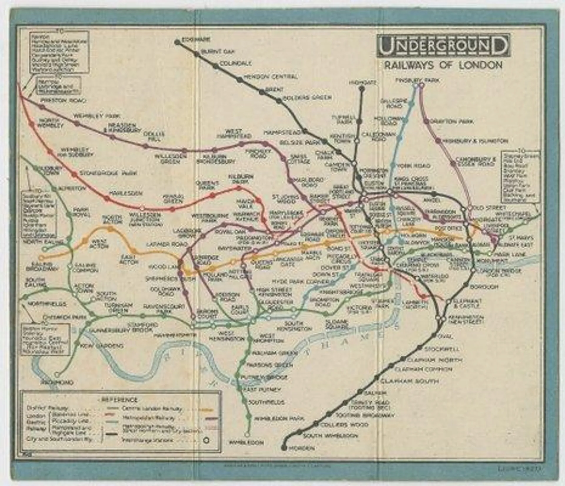 Pre-Beck Map of the London Underground, 1927