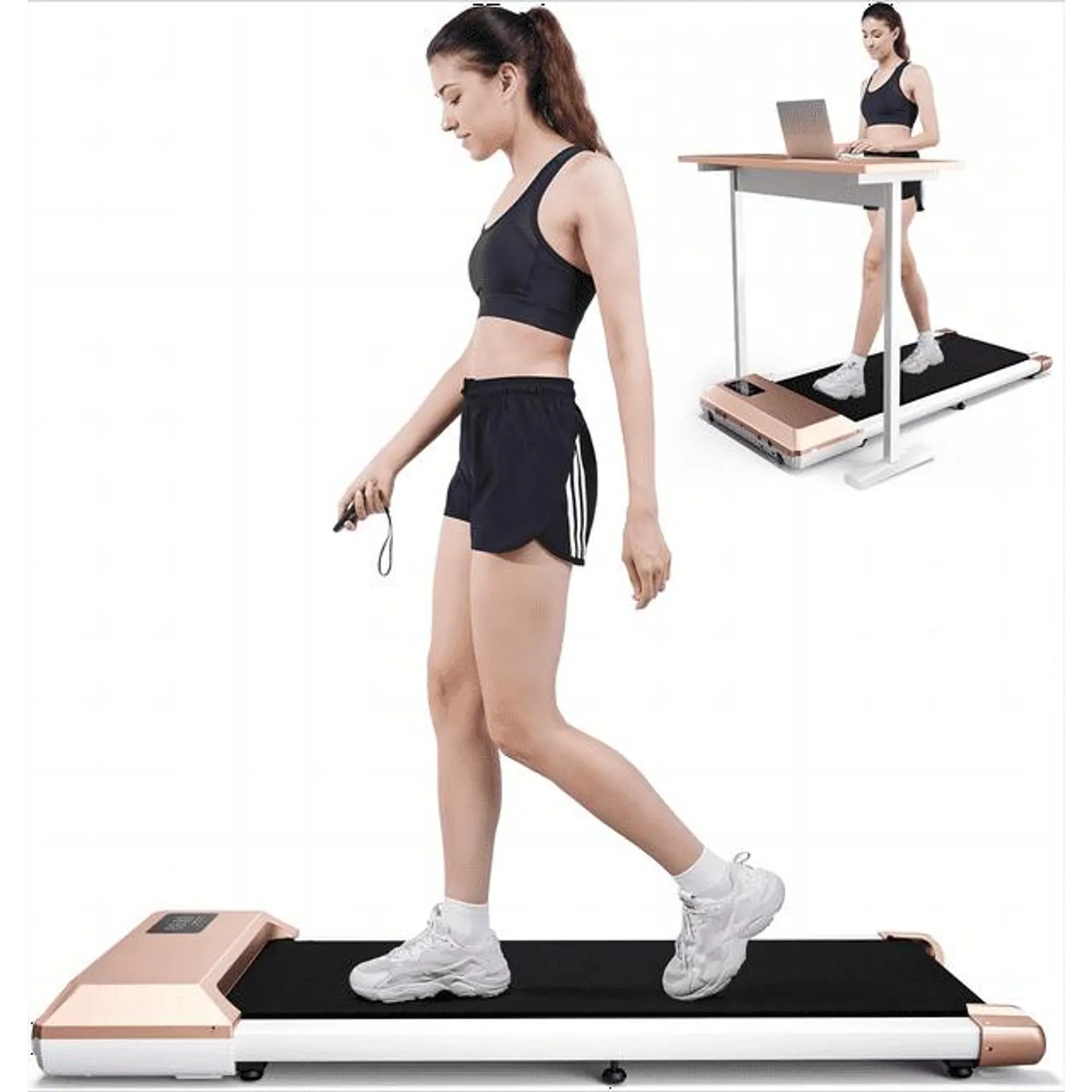 Walking Pad Treadmill 2.5Hp, Ultra-Quiet with Remote Control-Under Desk Treadmill 2 in 1 Walking and Jogging with Remote Control LED Display(Pink)