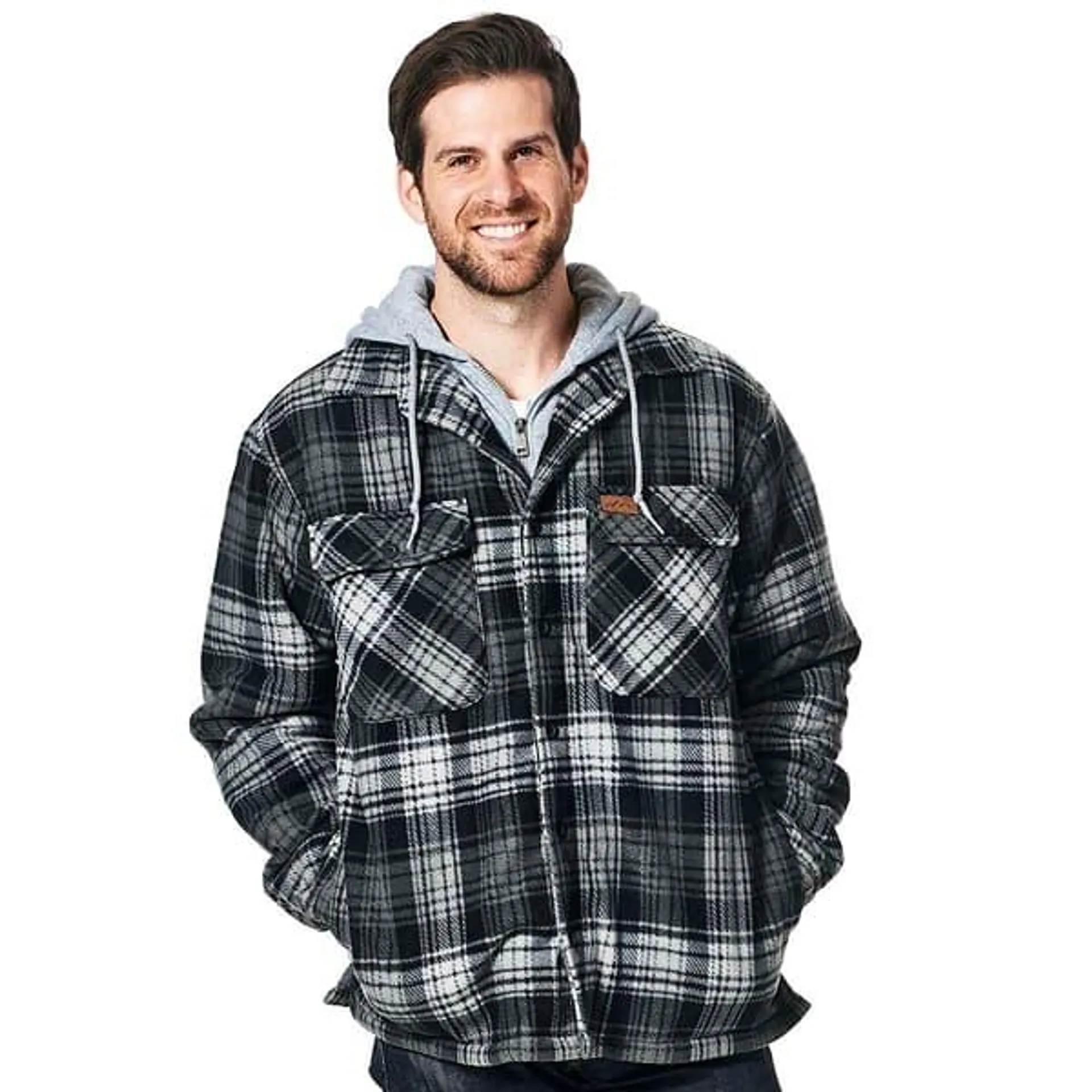 Mens Mountain Ridge Plaid Polar Jacket - Grey/White