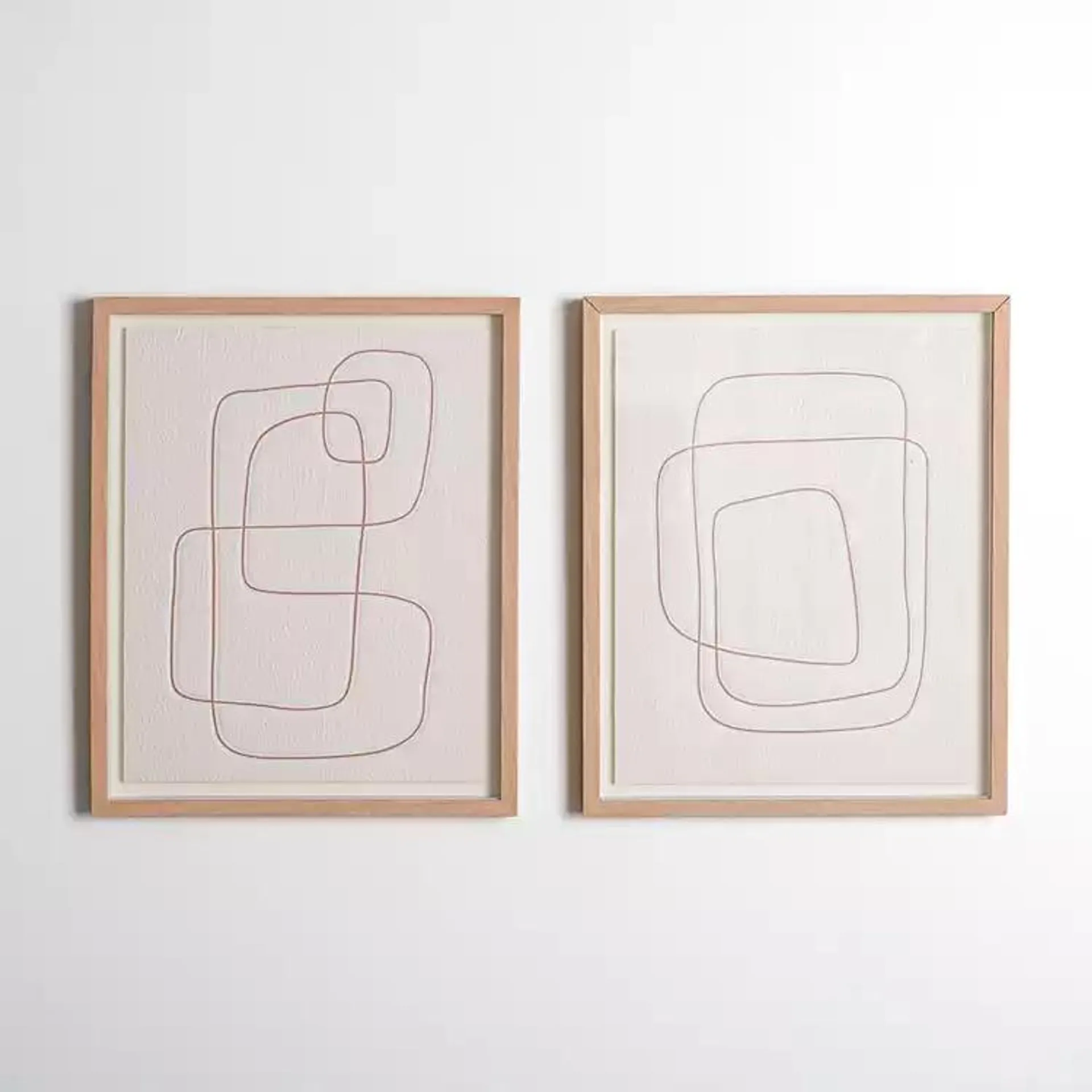 Neutral Debossed Framed Art Prints, Set of 2