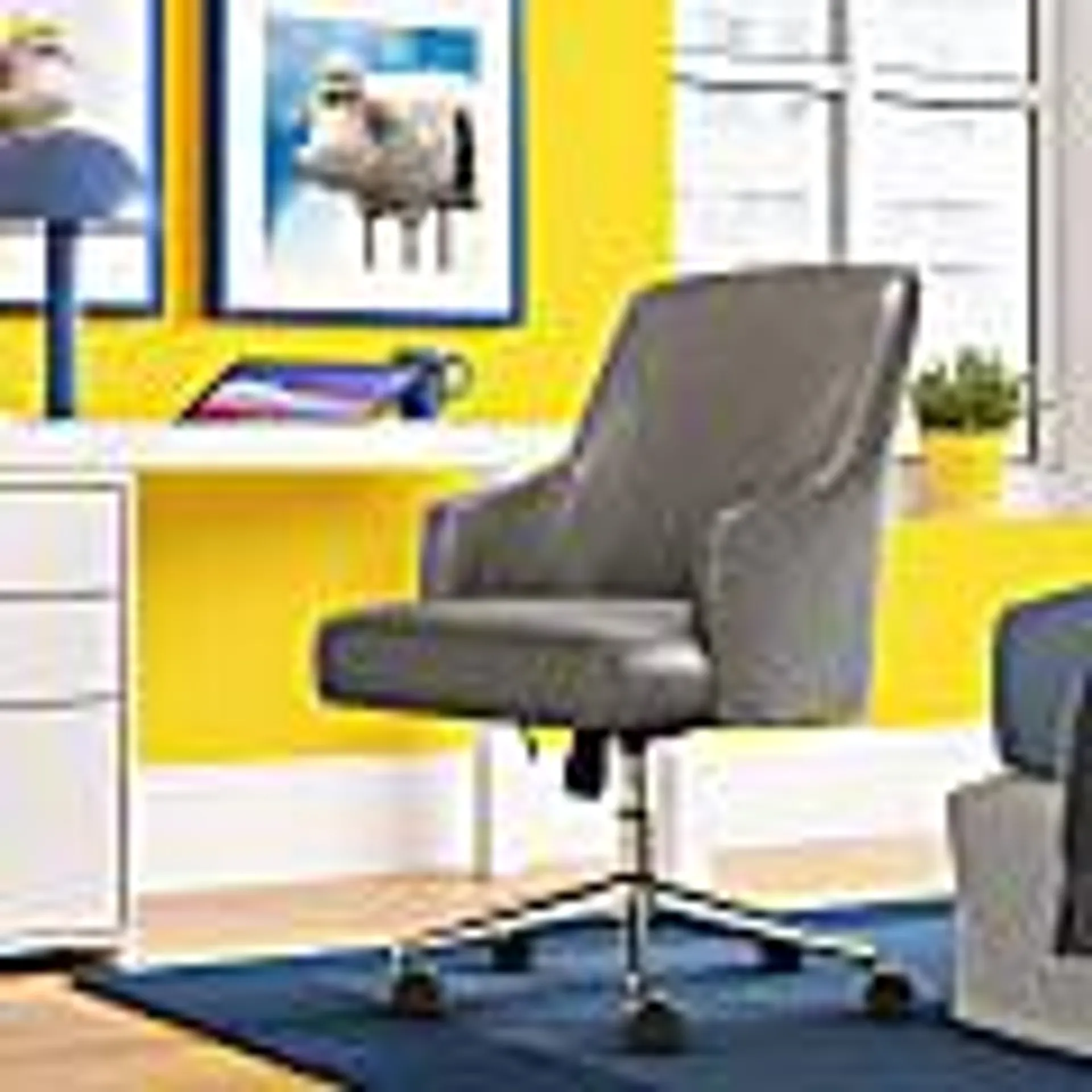 Serta® Leighton Home Bonded Leather Mid-Back Office Chair, Gray/Chrome