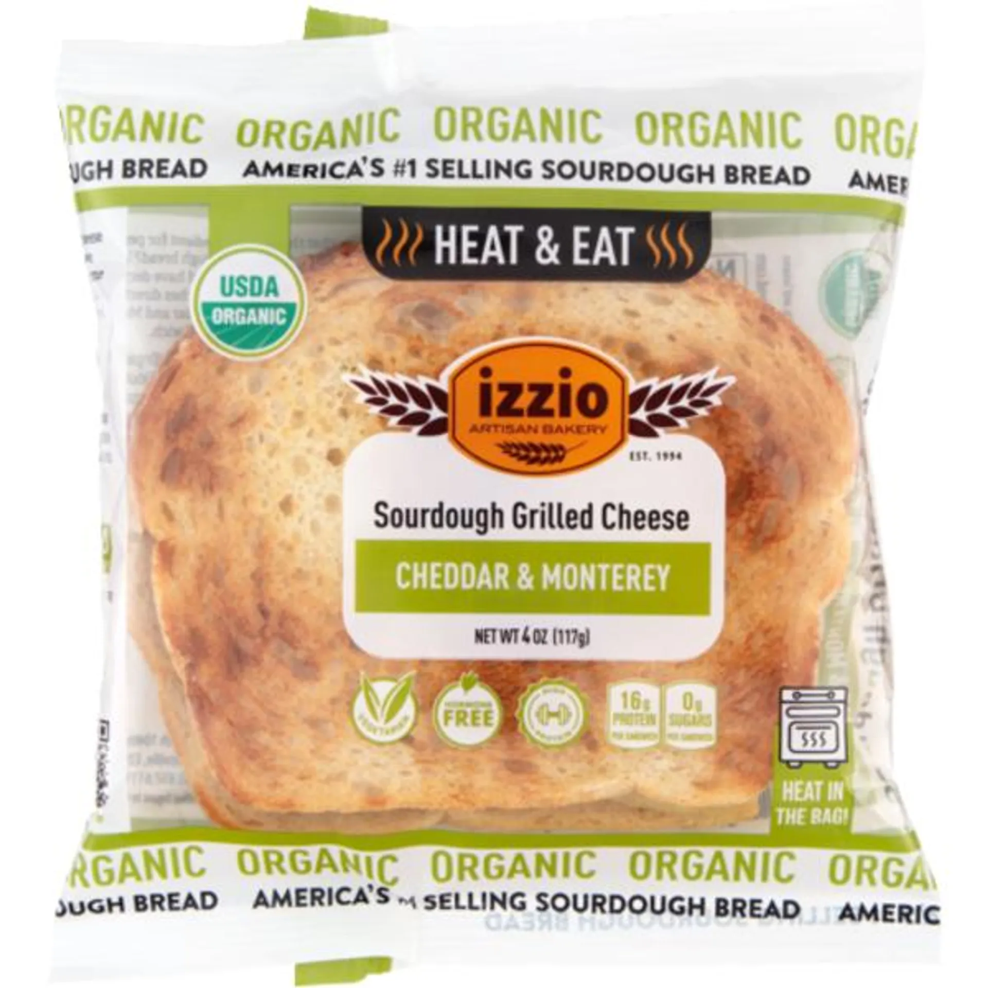 Izzio Artisan Bakery Organic Heat & Eat Cheddar & Monterey Sourdough Grilled Cheese