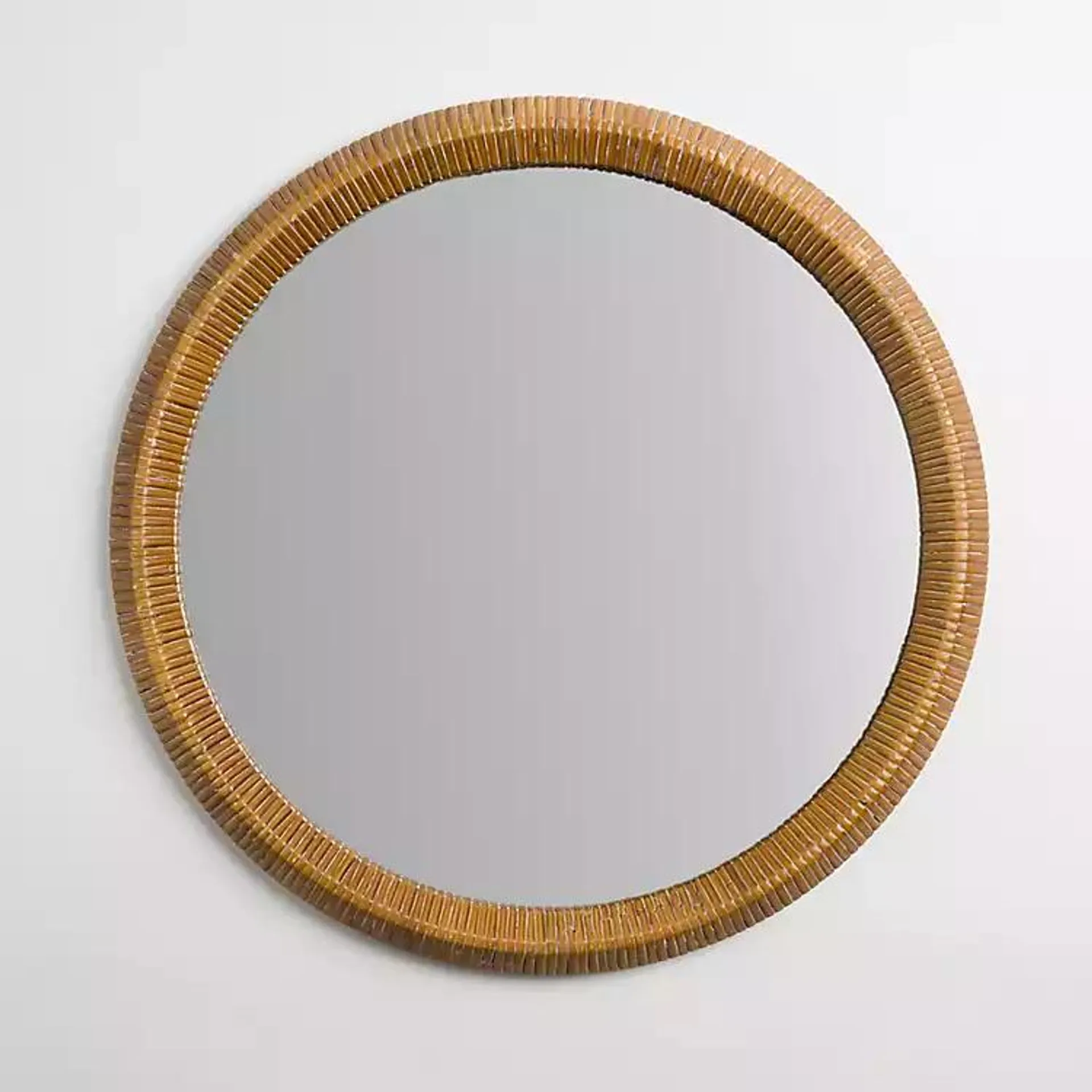 Rattan Wrapped Round Wall Mirror