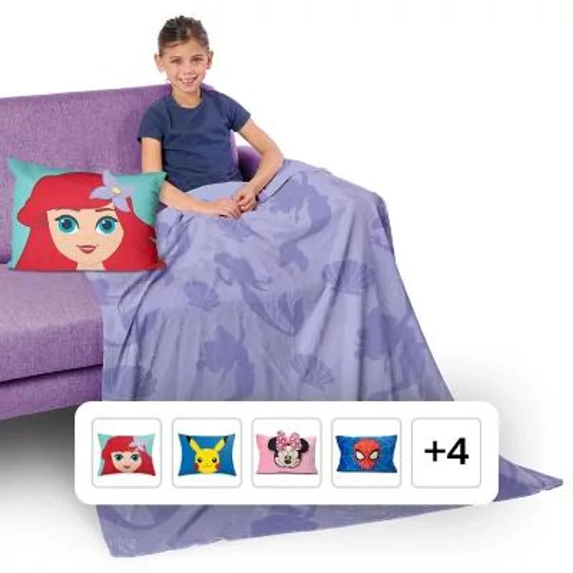 Licensed Character 2 Piece Kids Pillow Pocket and Throw Set, Assorted Characters