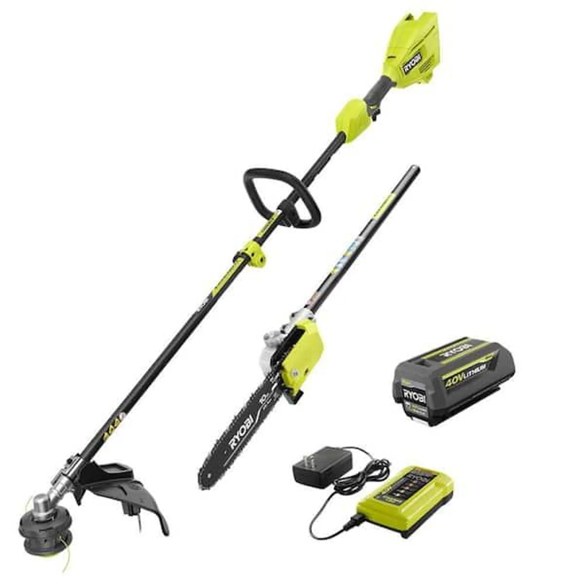 40V 15 in. Expand-It Cordless Battery Attachment Capable String Trimmer & Pole Saw with 4.0 Ah Battery and Charger