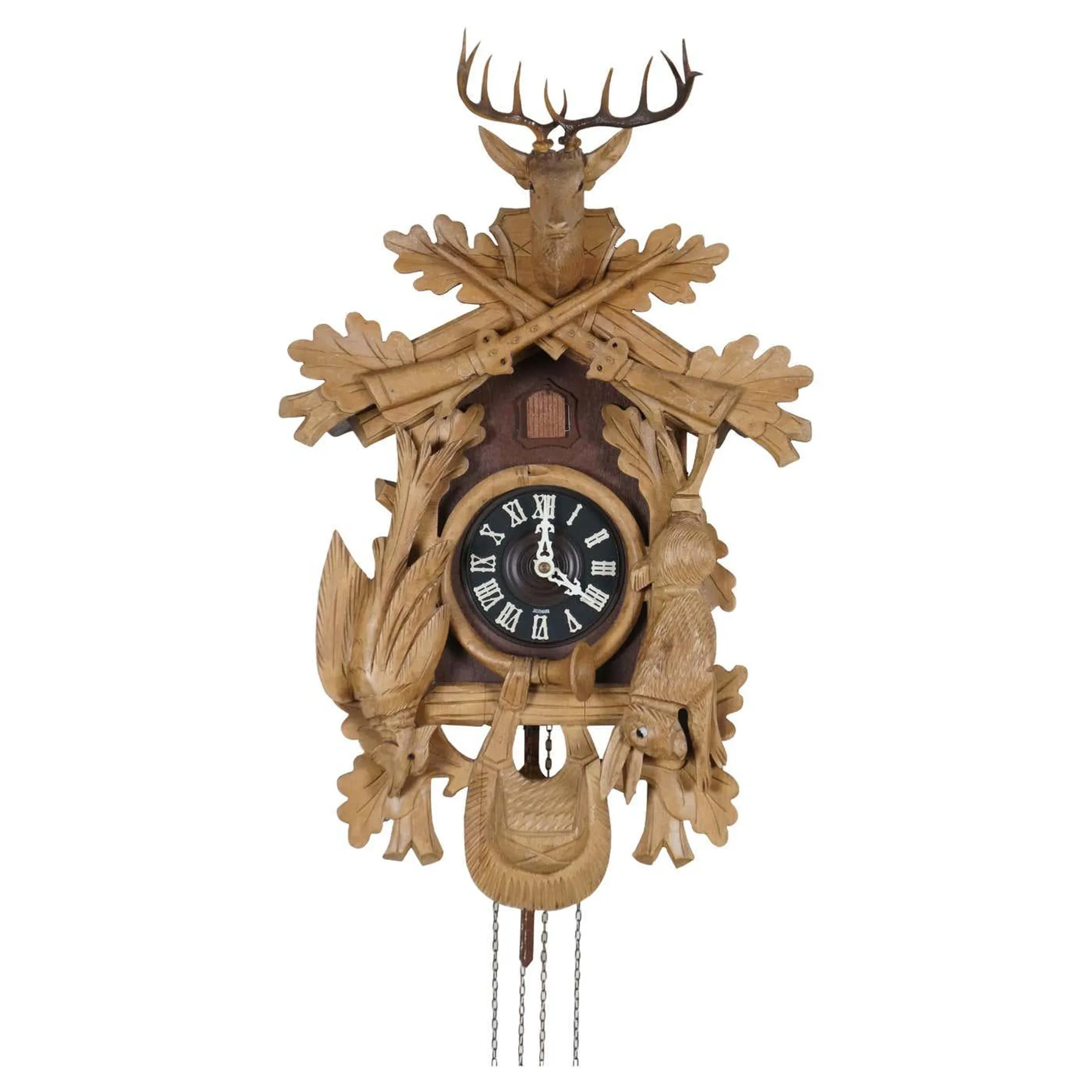 Emil Schmeckenbecher German 8 Day Black Forest Pheasant Stag Hunt Cuckoo Clock