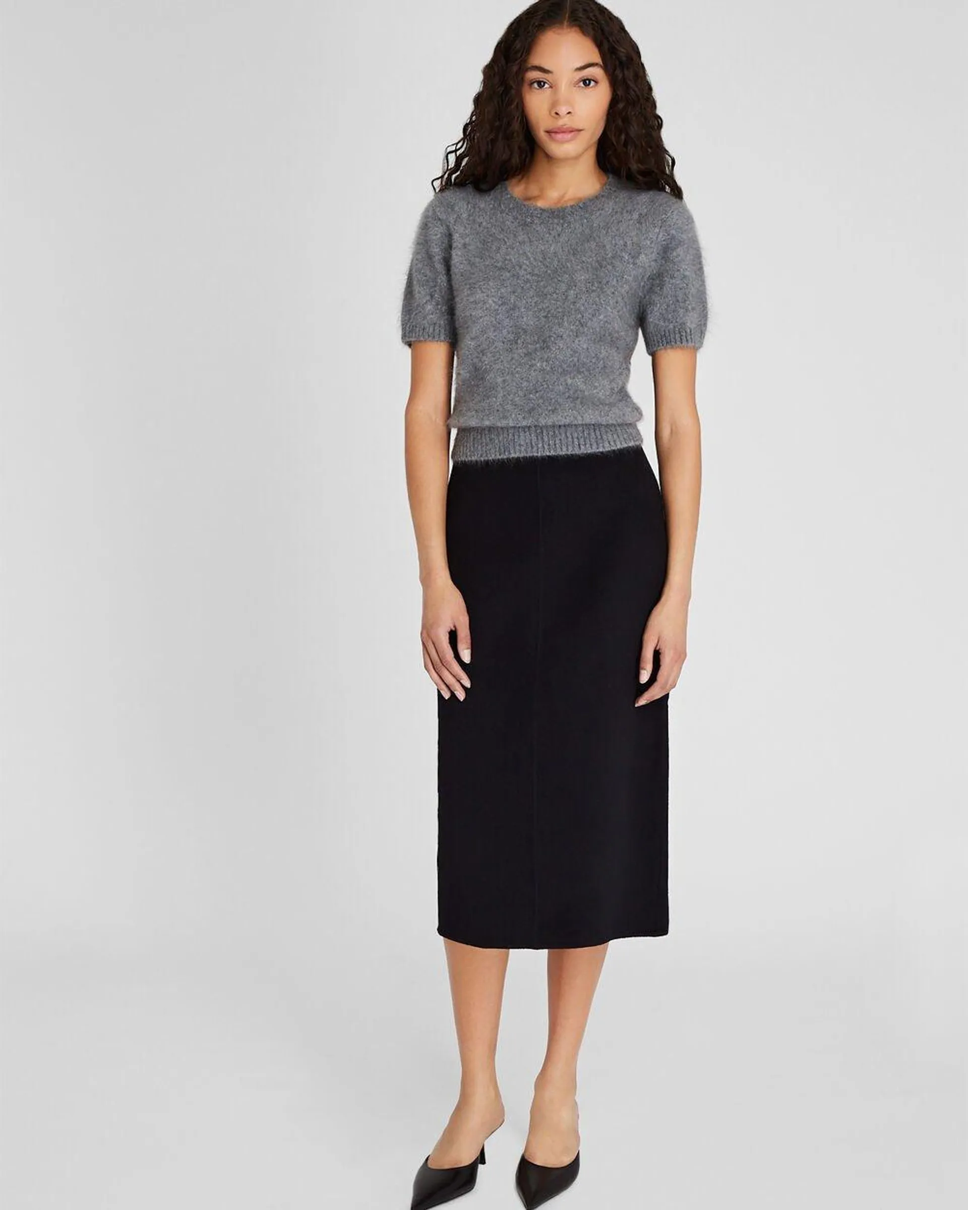 Wool Double-Faced Midi Skirt