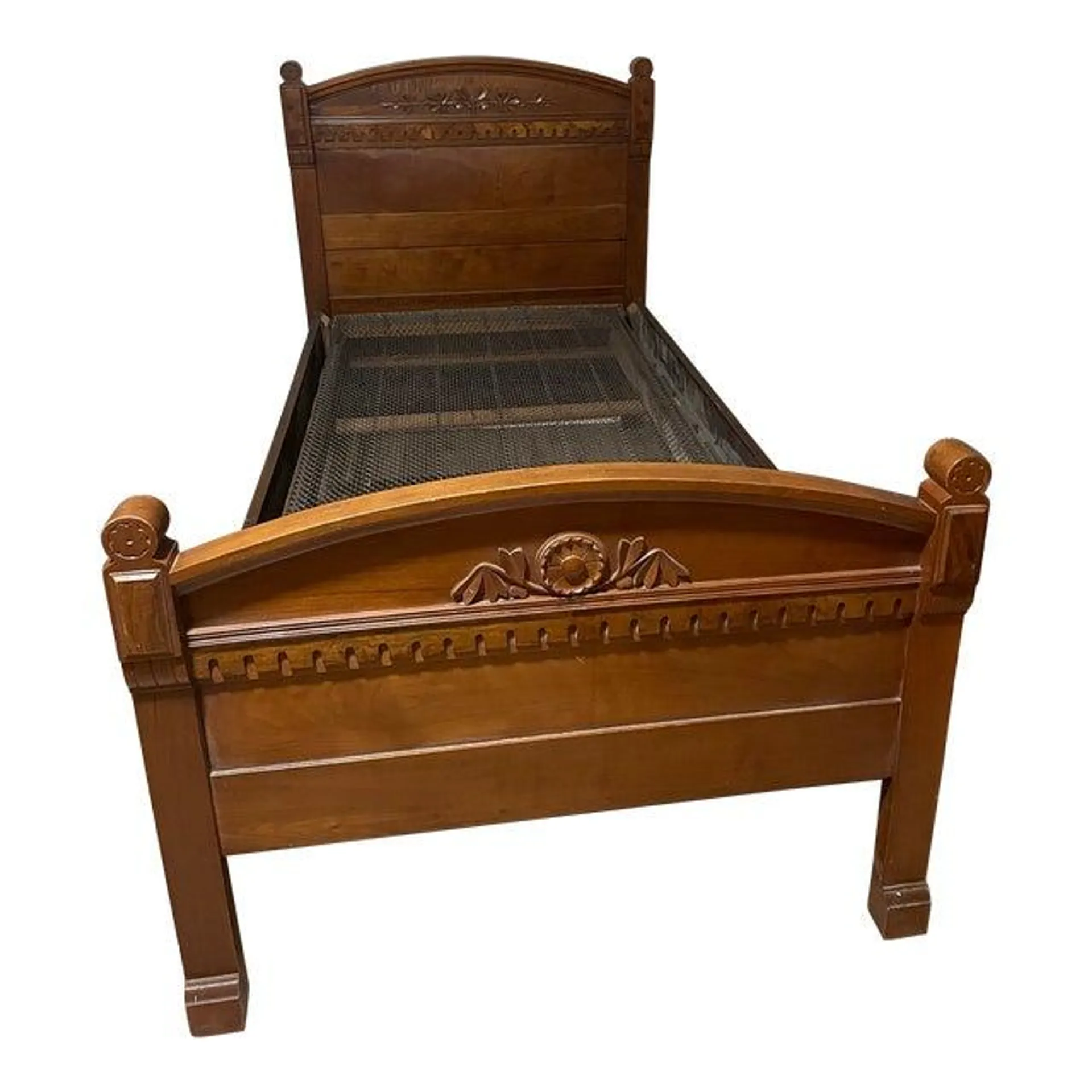 Late 20th Century Carved Hardwood Twin Bed