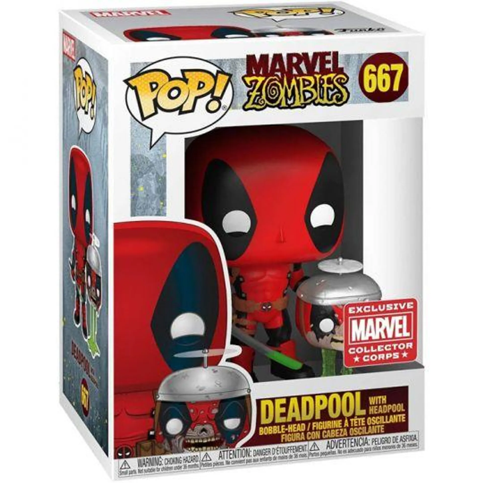 Funko POP! Marvel Zombies Vinyl Bobble Figure - DEADPOOL with Headpool #667 *Exclusive*