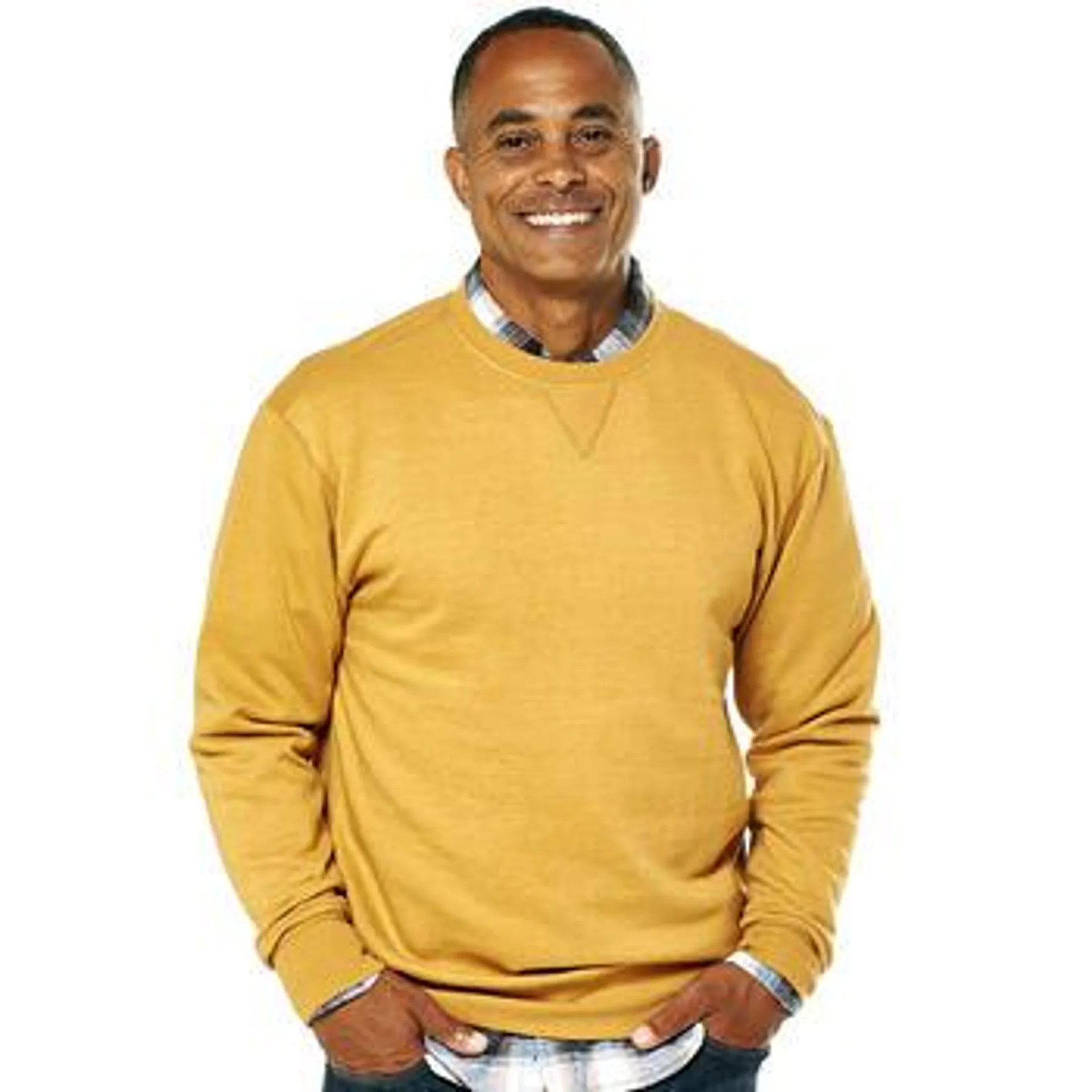 Mens North Hudson Sueded V-Notch Fleece Crew Sweatshirt