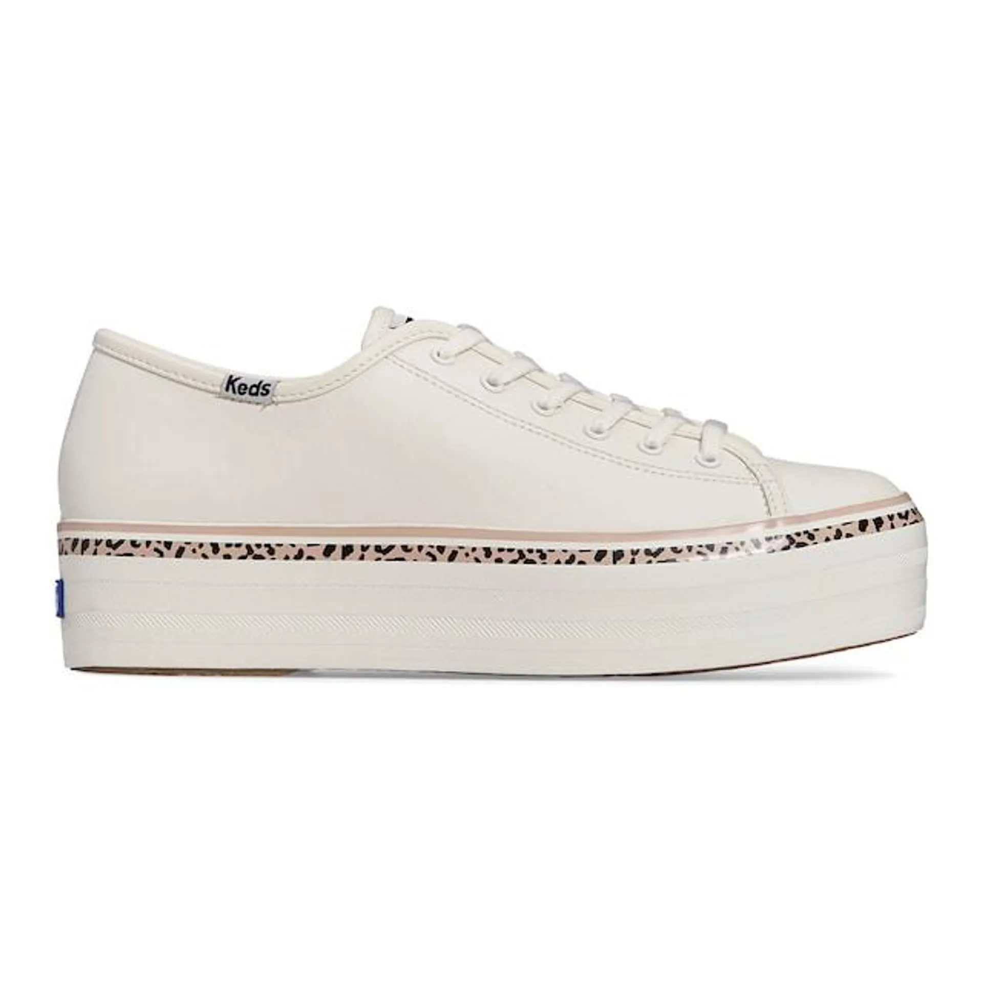 Keds Triple Up Leather Leopard Stripe Foxing Lace Up