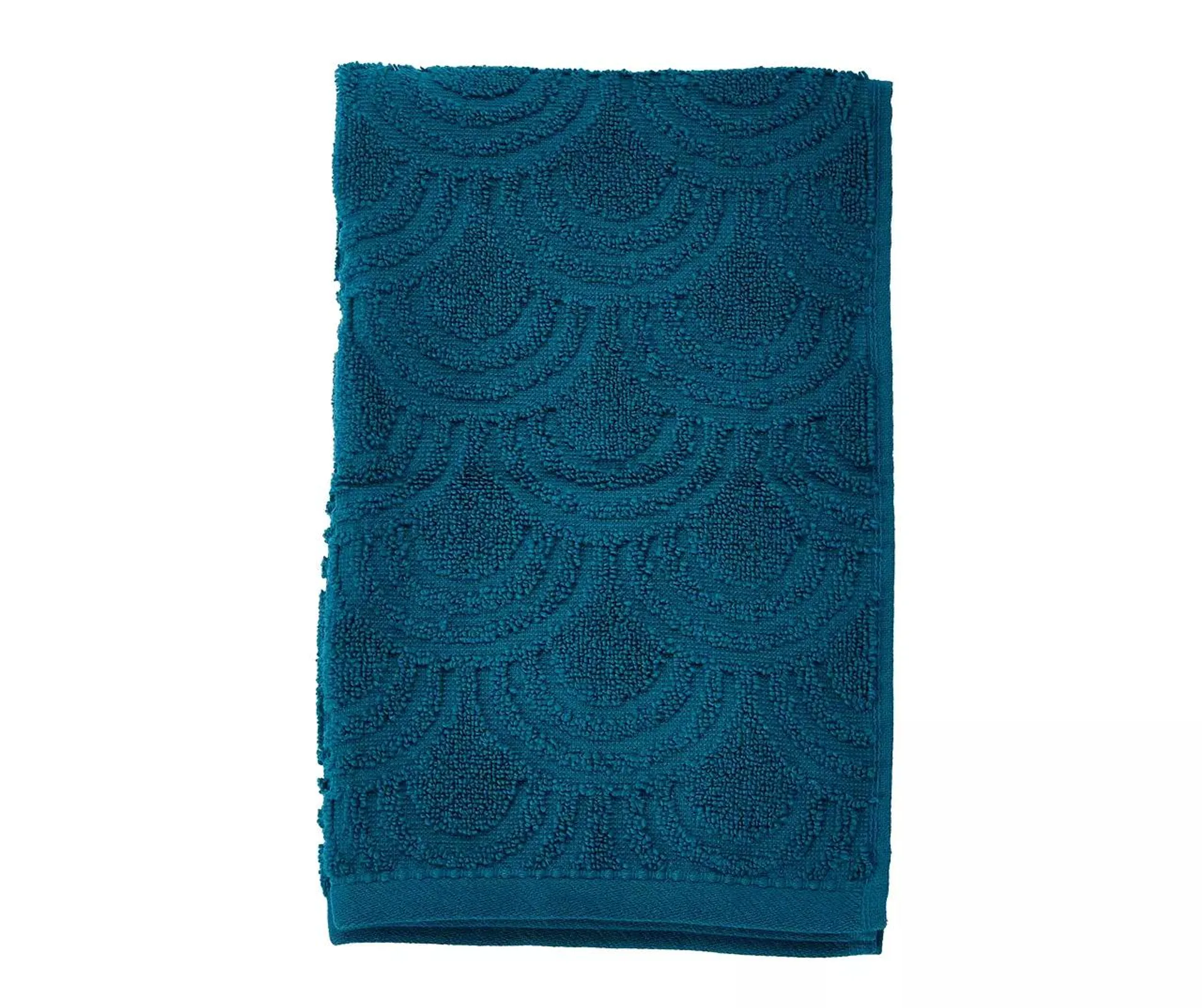 Wild Sedona Teal Scallop-Texture Hand Towel