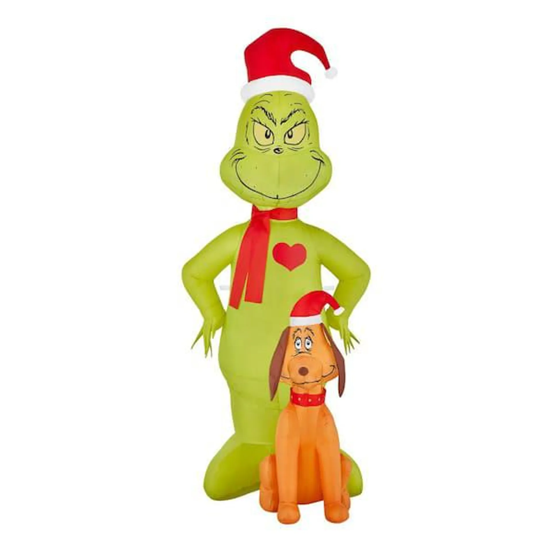 6 ft. H x 2.6 ft. w Airblown Grinch in Ugly Sweater with Max Christmas Inflatable with LED Lights