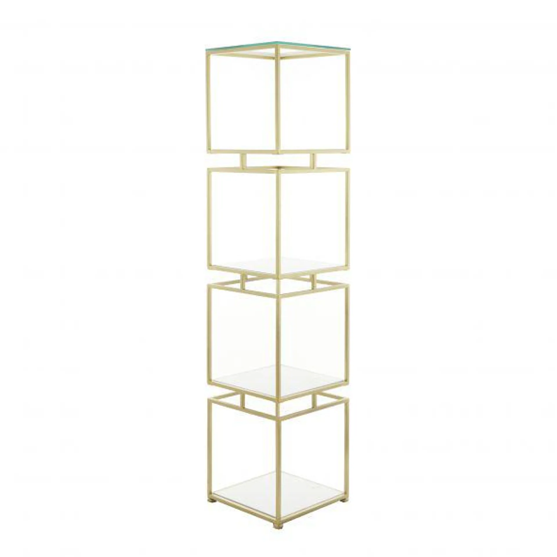 Gold Marble Glam Shelving Unit, 14 x 14 x 62