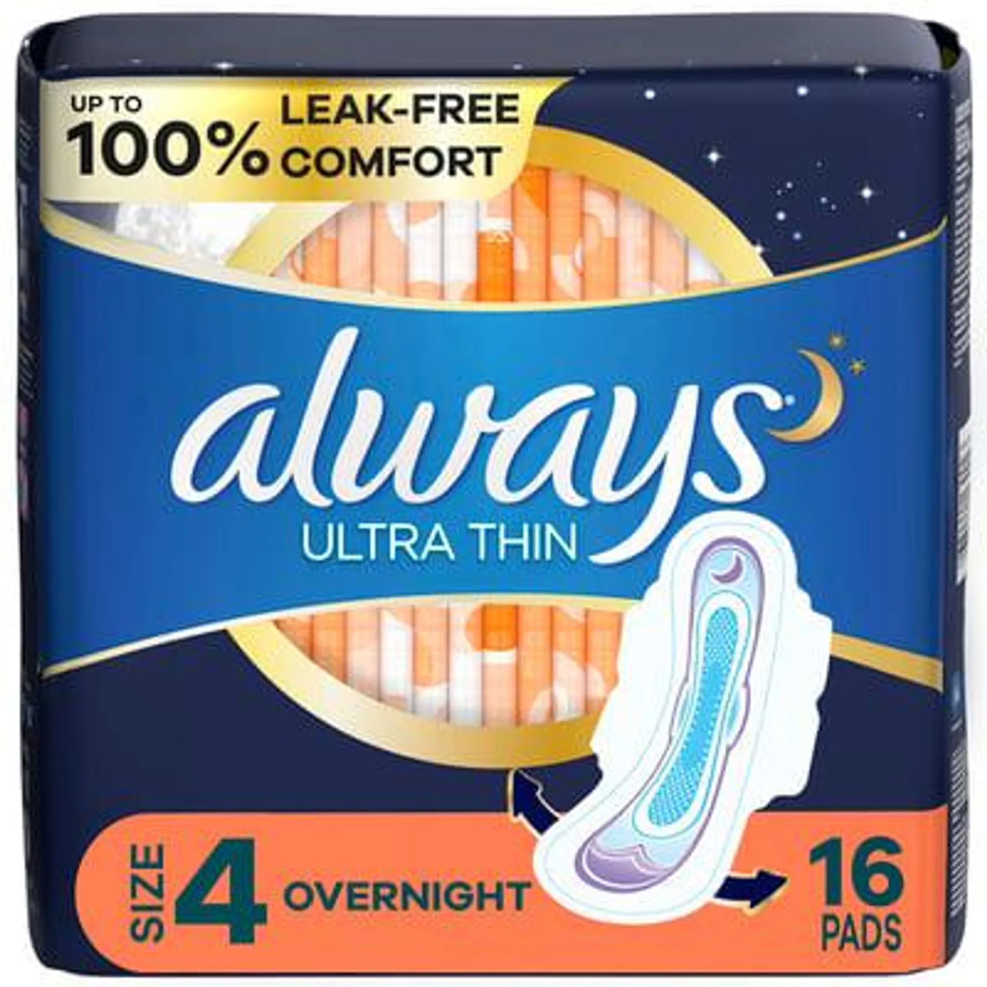 Always, Ultra Thin - Ultra Thin Pads with Flexi-Wings, Size 4, 16 CT